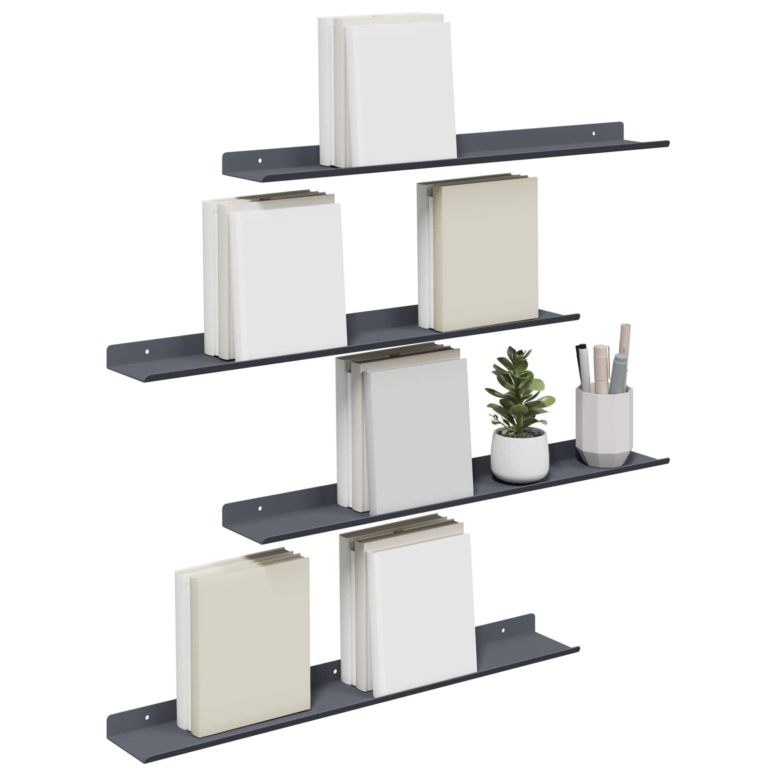 Πλωτό ράφι Επιτοίχιο 4 pcs Ανθρακί 60 x 8,5 x 2,5 εκ Ατσάλι