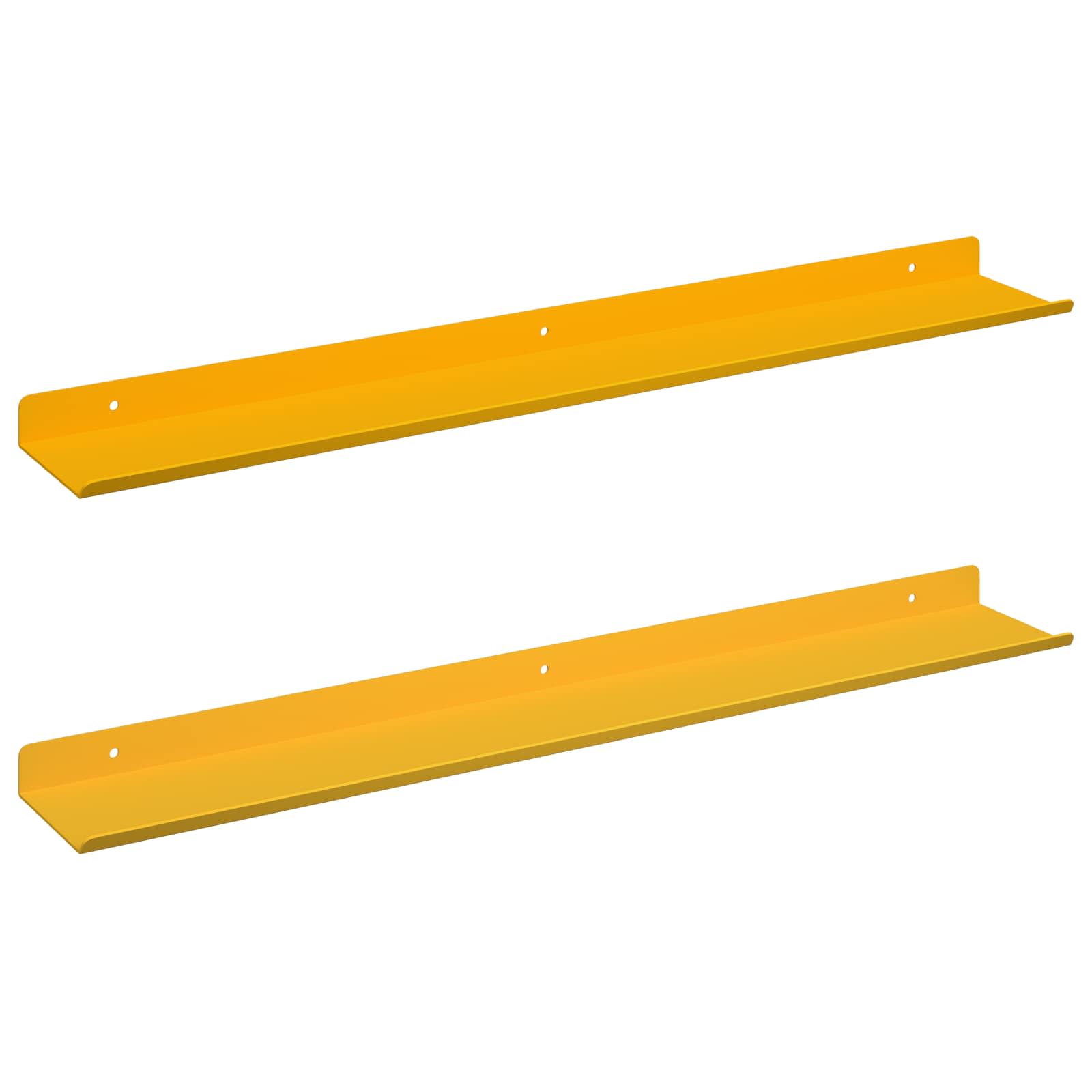 Ράφι Τοίχου με ράφι 2 pcs Χαμομηλί κίτρινο 60 x 9 x 2,5 εκ - Pakobazaar