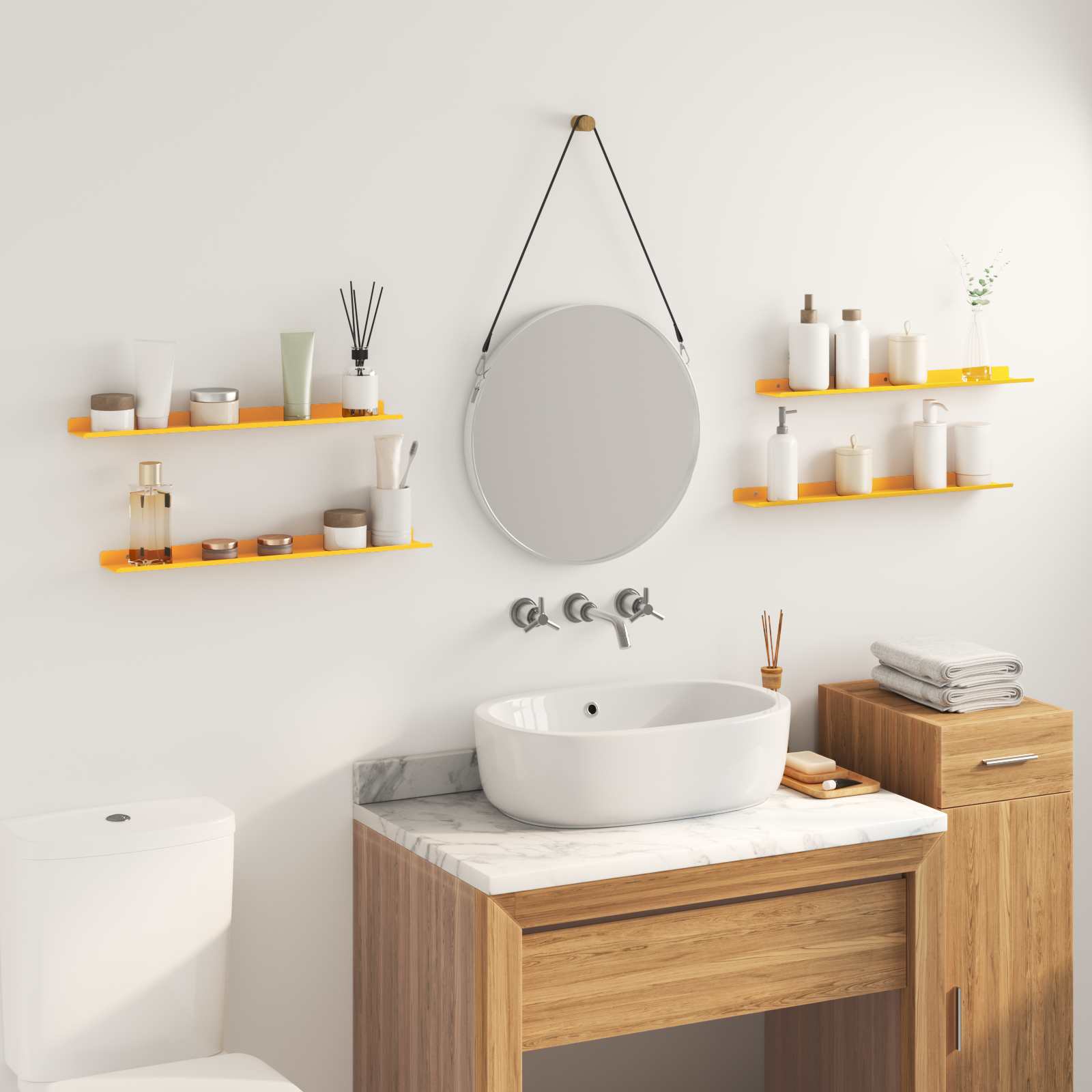 Πλωτό ράφι 4 pcs Χαμομηλί κίτρινο 60 x 8,5 x 2,5 εκ Ατσάλι