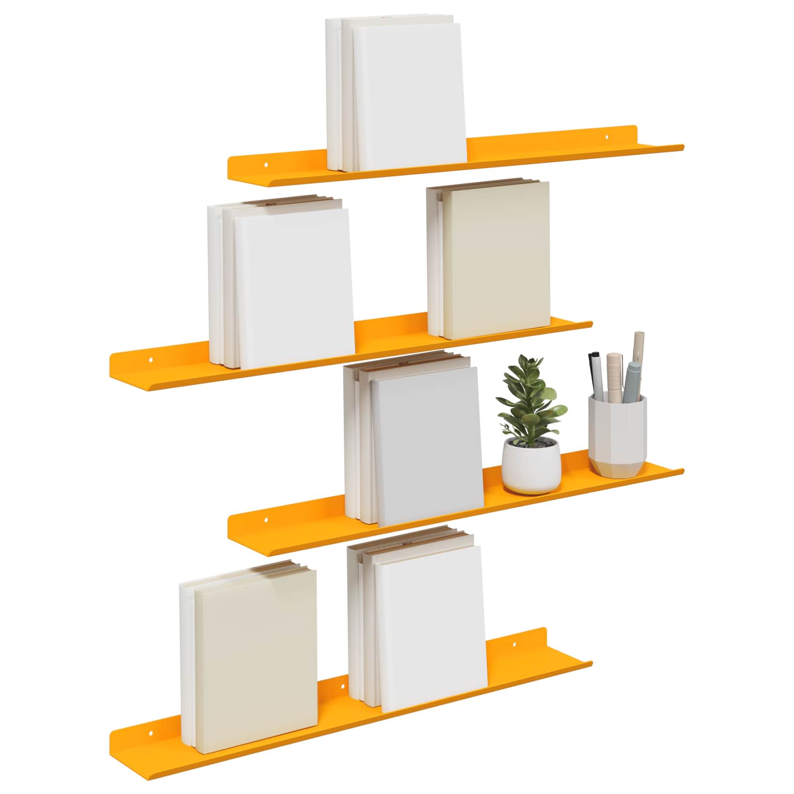 Πλωτό ράφι 4 pcs Χαμομηλί κίτρινο 60 x 8,5 x 2,5 εκ Ατσάλι