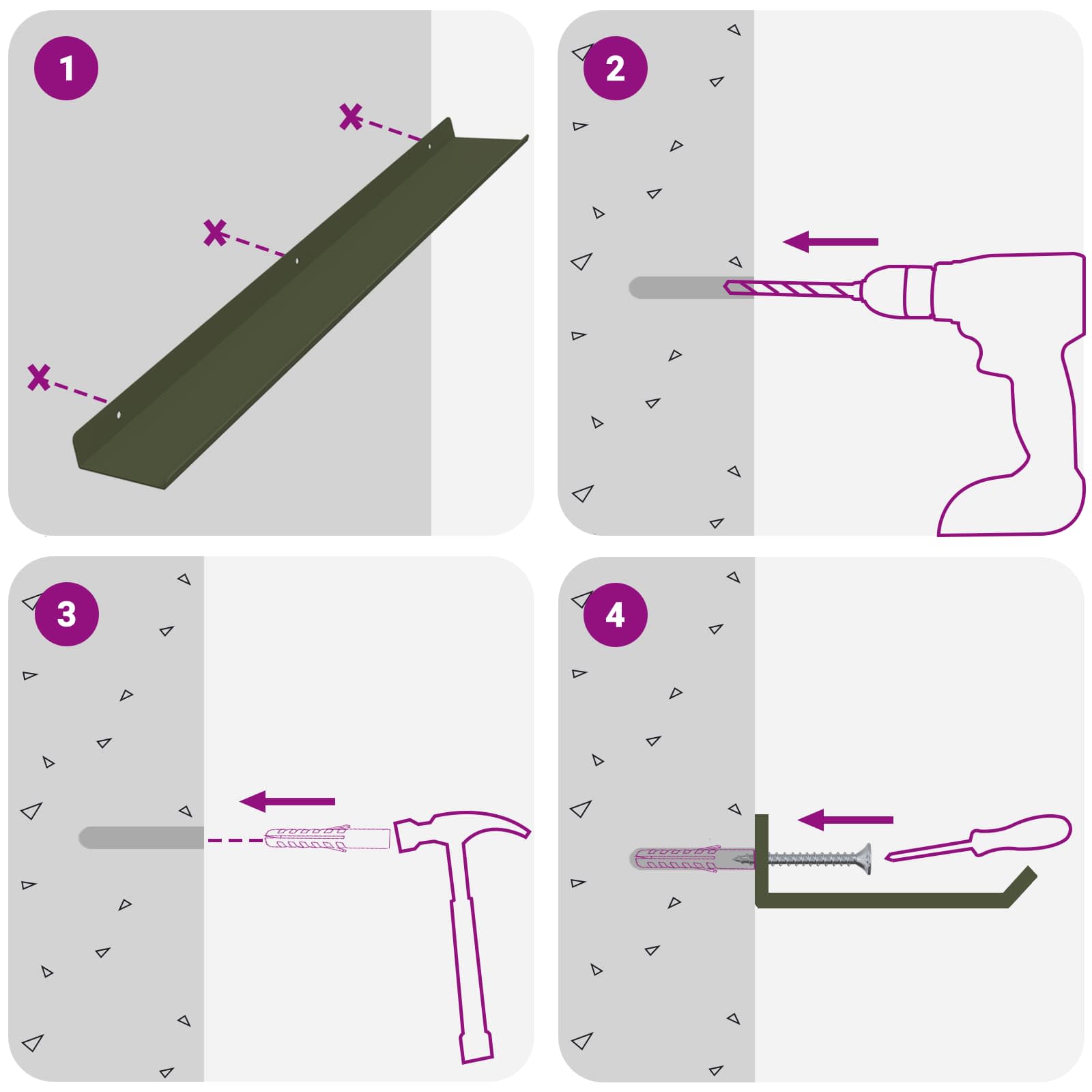 Πλωτό ράφι Επιτοίχιο 2 pcs Ελιά Πράσινη 60 x 9 x 2,5 εκ Ατσάλι