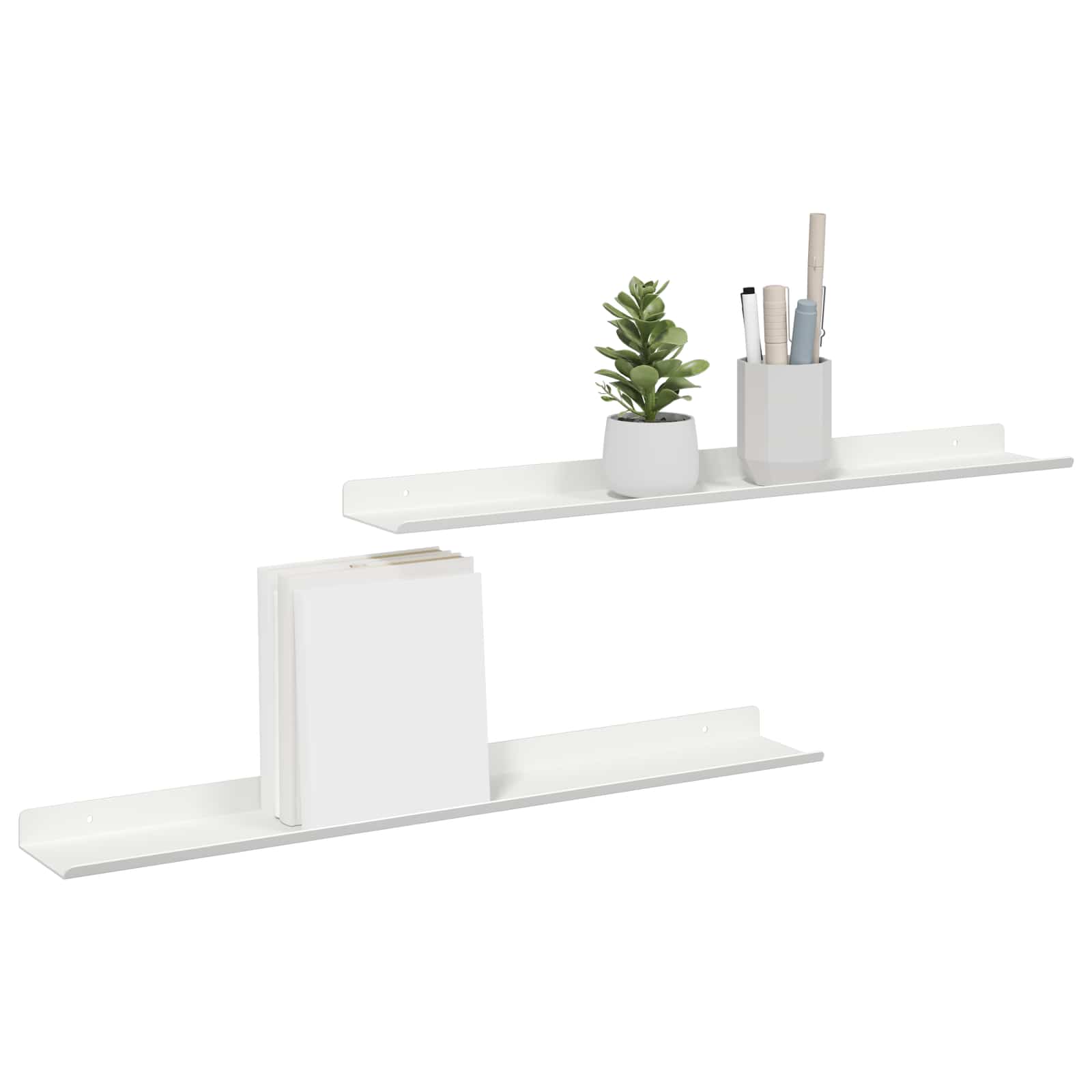 Ράφι Τοίχου με ράφι Επιτοίχιο 2 pcs Λευκό 60 x 9 x 2,5 εκ - Pakobazaar