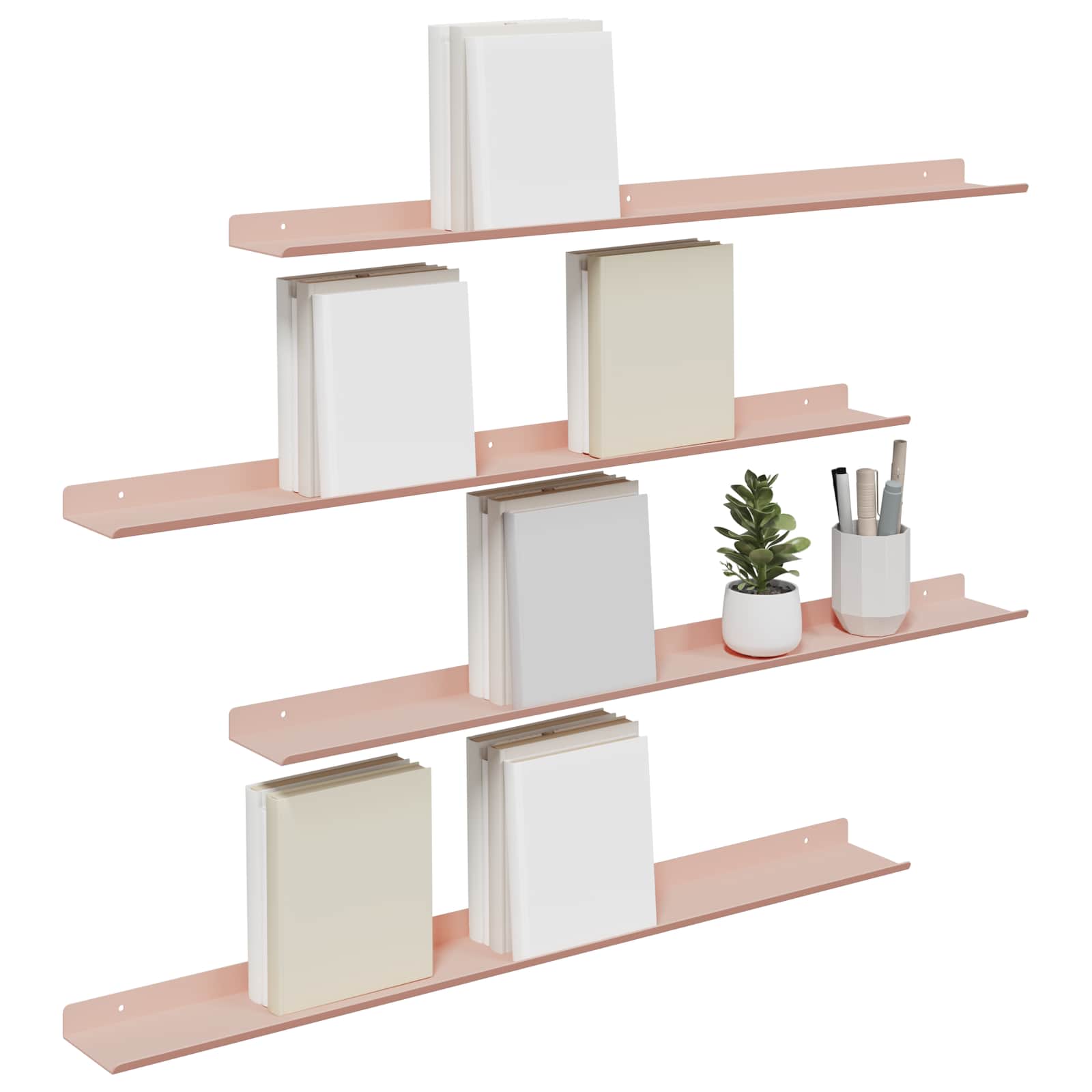 Πλωτό ράφι Επιτοίχιο 4 pcs Ροζ 80 x 9 x 2,5 εκ. Ατσάλι