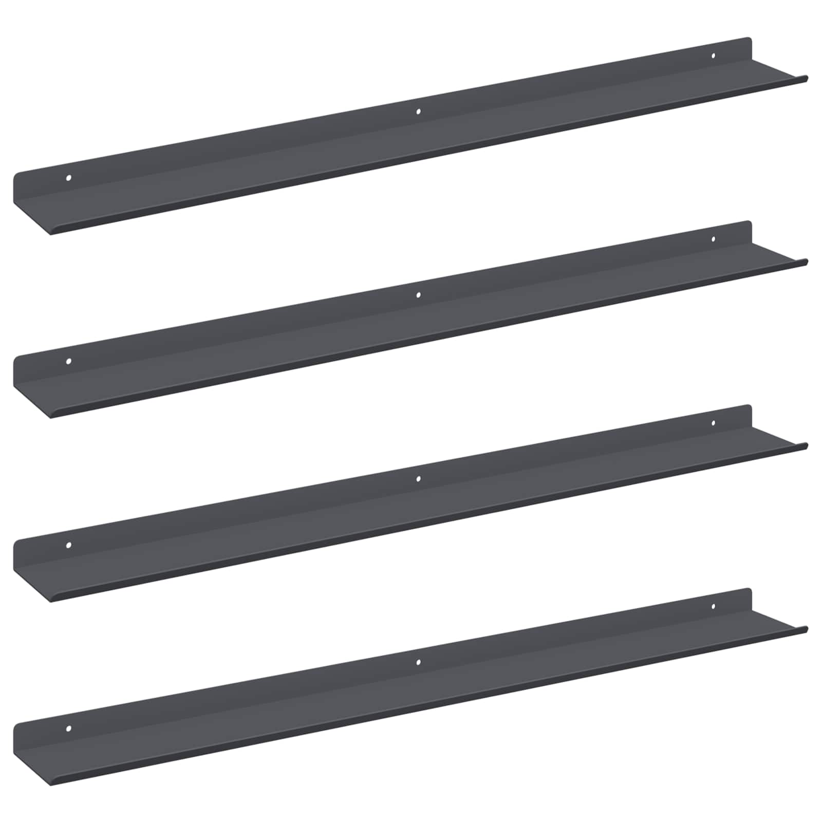 Πλωτό ράφι Επιτοίχιο 4 pcs Ανθρακί 80 x 9 x 2,5 εκ. Ατσάλι