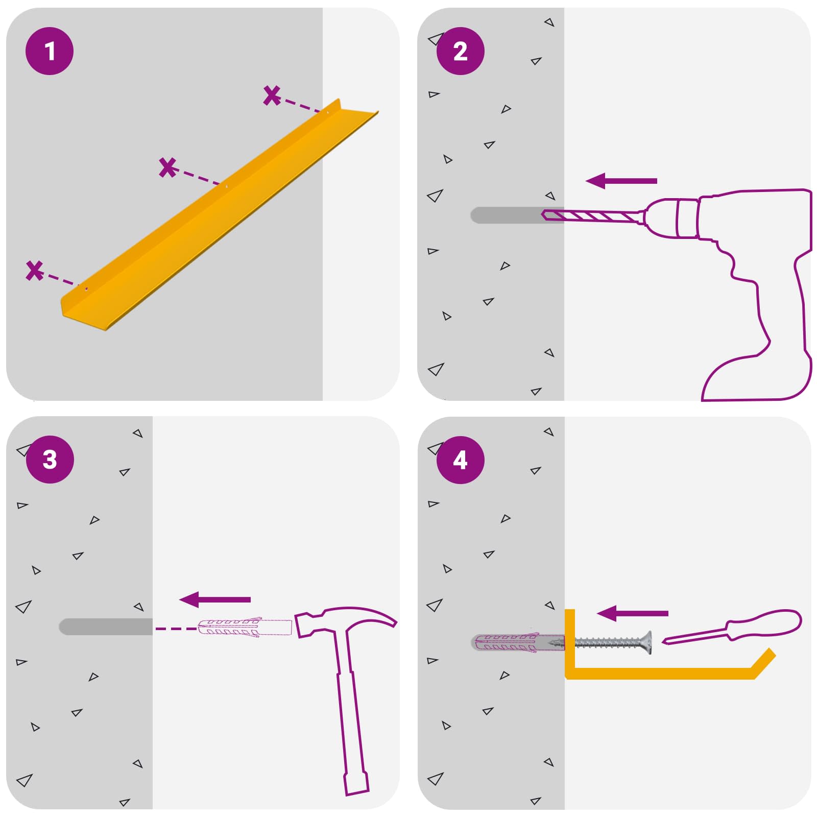 Πλωτό ράφι 2 pcs Χαμομηλί κίτρινο 80 x 9 x 2,5 εκ. Ατσάλι