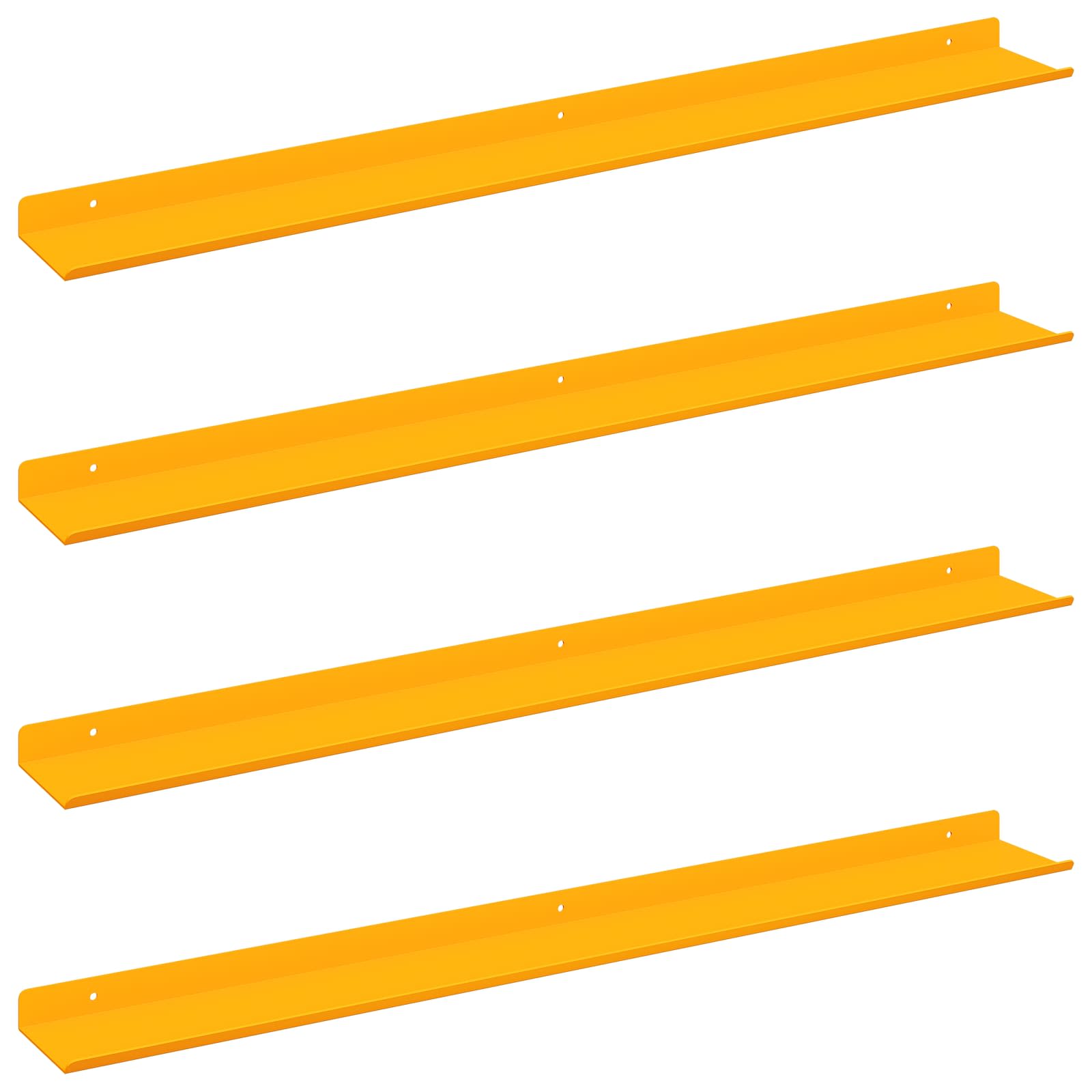 Πλωτό ράφι 4 pcs Χαμομηλί κίτρινο 80 x 9 x 2,5 εκ. Ατσάλι