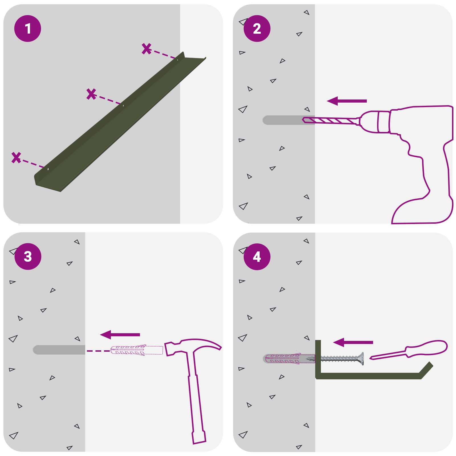 Πλωτό ράφι Επιτοίχιο 4 pcs Ελιά Πράσινη 80 x 9 x 2,5 εκ. Ατσάλι