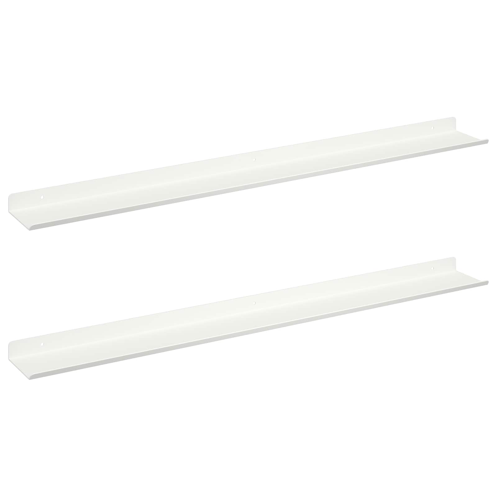 Πλωτό ράφι Επιτοίχιο 2 pcs Λευκός 80 x 9 x 2,5 εκ. Ατσάλι