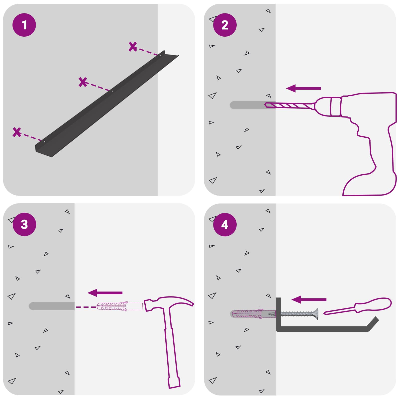 Πλωτό ράφι Επιτοίχιο 4 pcs Μαύρο 100 x 9 x 2,5 εκ Ατσάλι