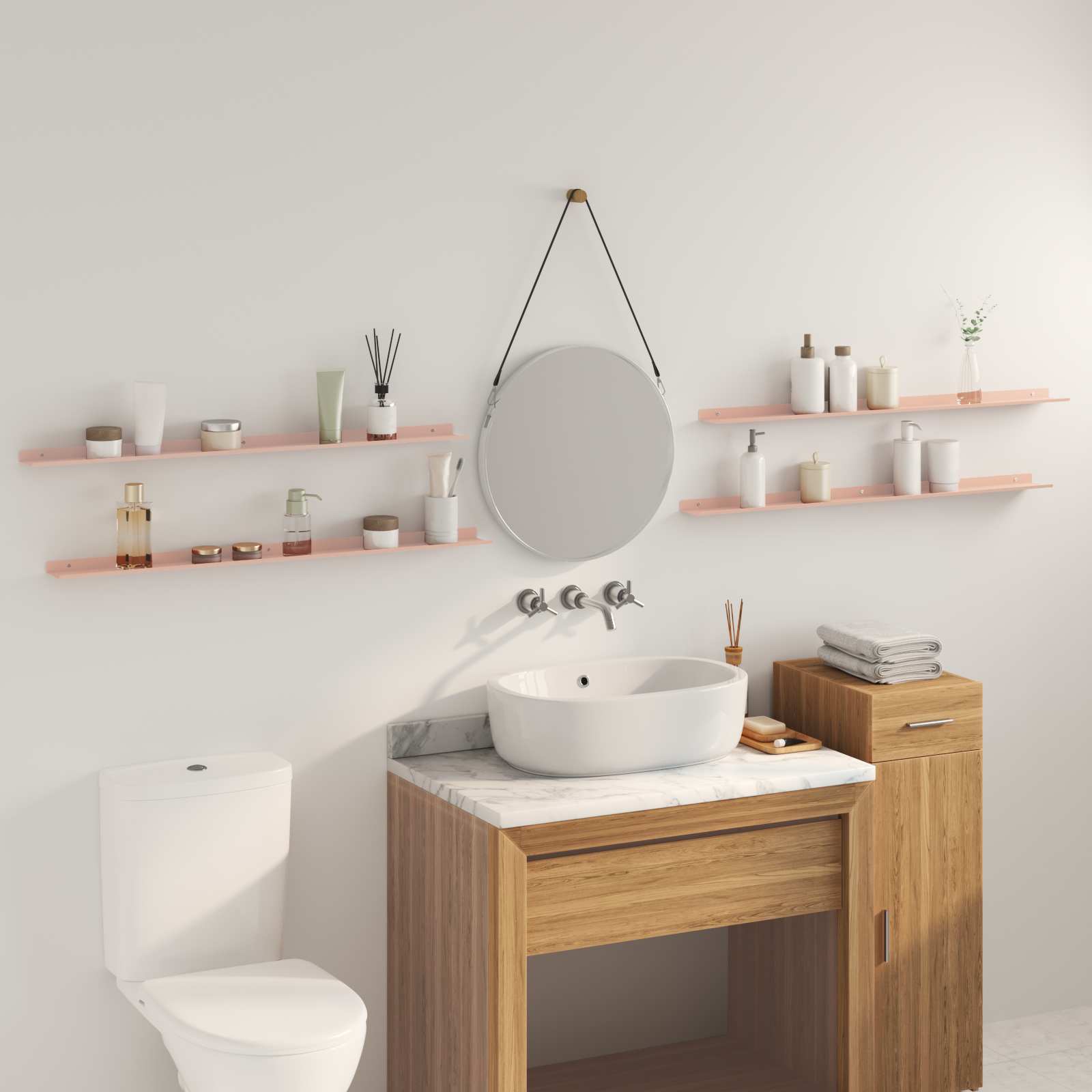 Πλωτό ράφι Επιτοίχιο 4 pcs Ροζ 100 x 9 x 2,5 εκ Ατσάλι