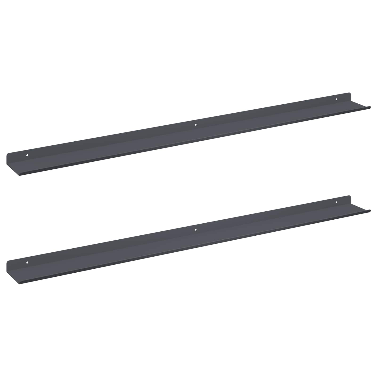 Πλωτό ράφι Επιτοίχιο 2 pcs Ανθρακί 100 x 9 x 2,5 εκ Ατσάλι