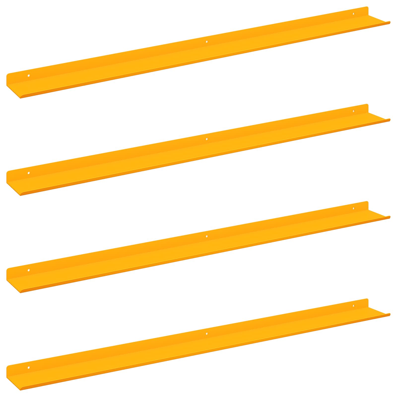 Πλωτό ράφι 4 pcs Χαμομηλί κίτρινο 100 x 9 x 2,5 εκ Ατσάλι
