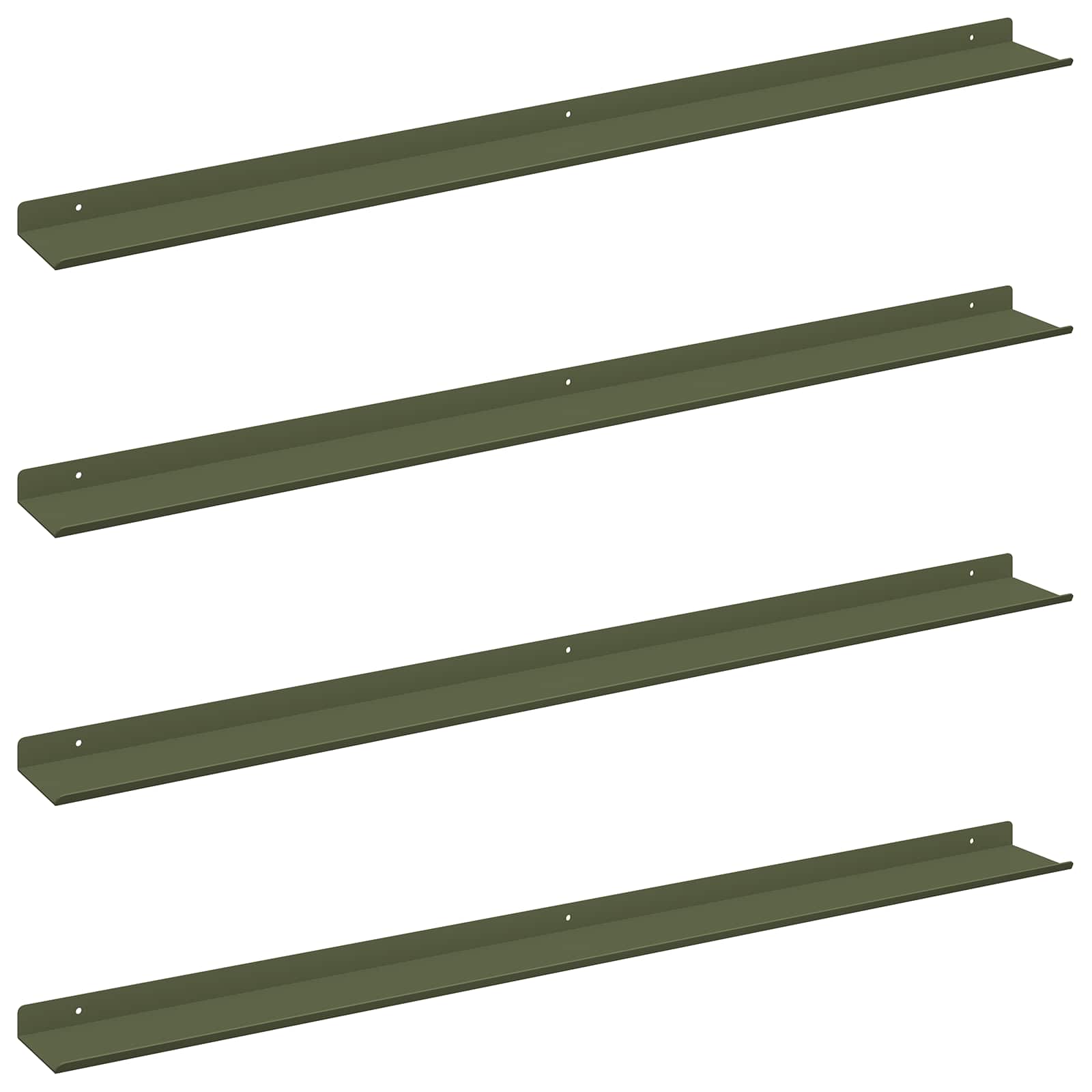 Πλωτό ράφι Επιτοίχιο 4 pcs Ελιά Πράσινη 100 x 9 x 2,5 εκ Ατσάλι
