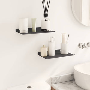 Ράφι Τοίχου με ράφι Επιτοίχιο 2 pcs Μαύρο 30 x 17,5 x 2,5 εκ - Pakobazaar