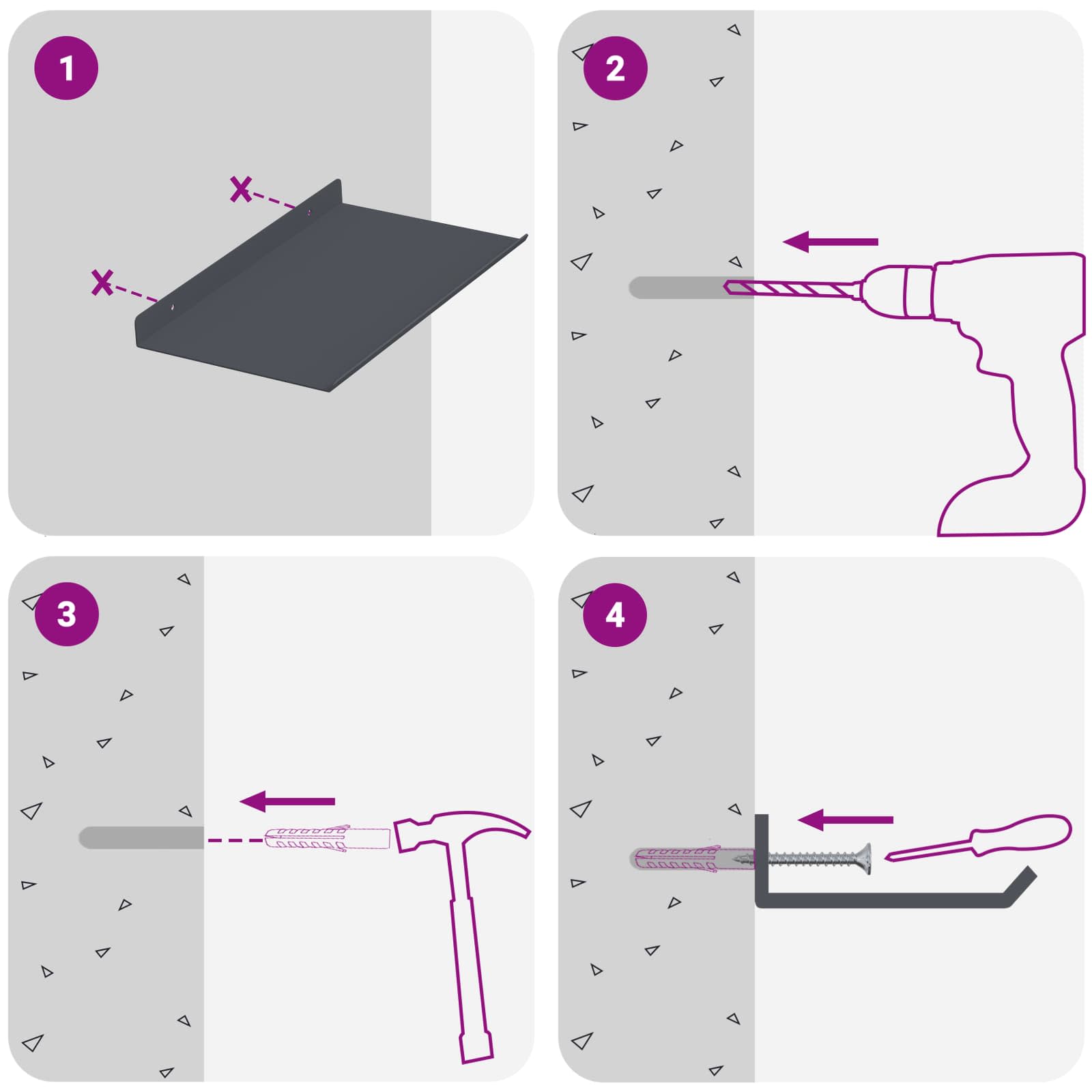 Πλωτό ράφι Επιτοίχιο 2 pcs Ανθρακί 30 x 18 x 2,5 εκ Ατσάλι