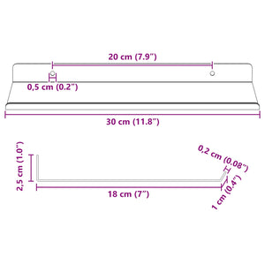 Πλωτό ράφι 4 τμχ. Ανθρακί 30 x 18 x 2,5 εκ Ατσάλι