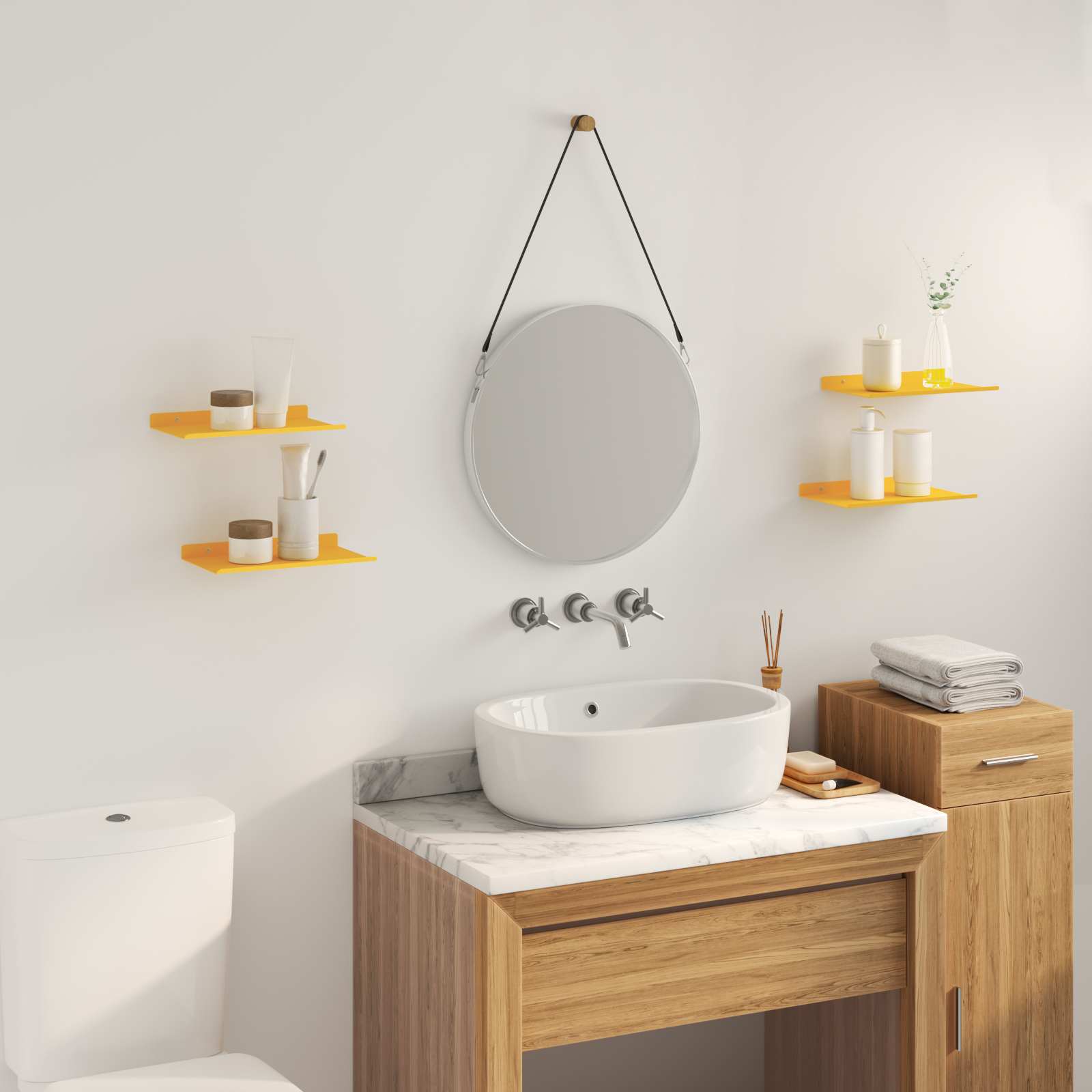 Πλωτό ράφι 4 pcs Χαμομηλί κίτρινο 30 x 18 x 2,5 εκ Ατσάλι