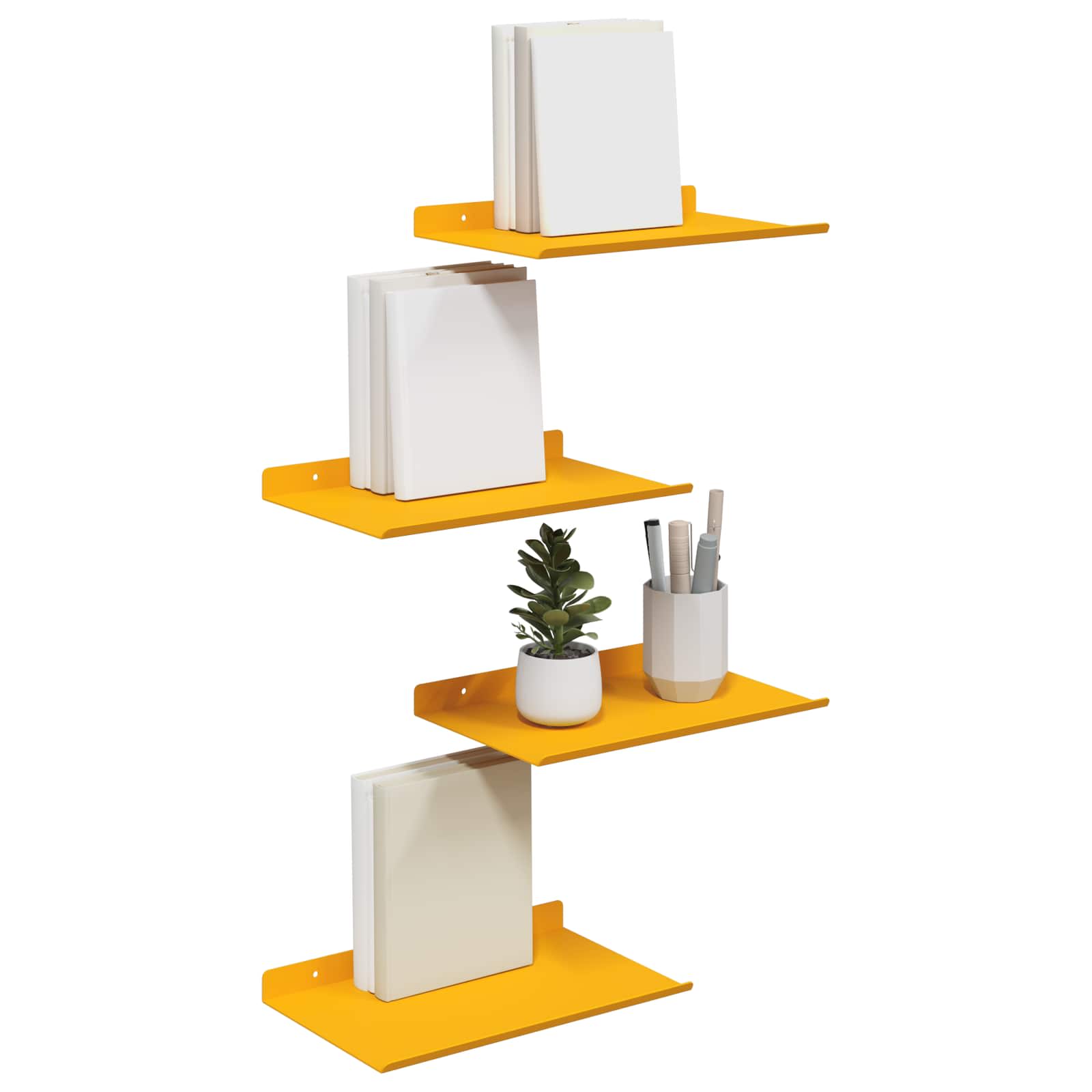 Πλωτό ράφι 4 pcs Χαμομηλί κίτρινο 30 x 18 x 2,5 εκ Ατσάλι