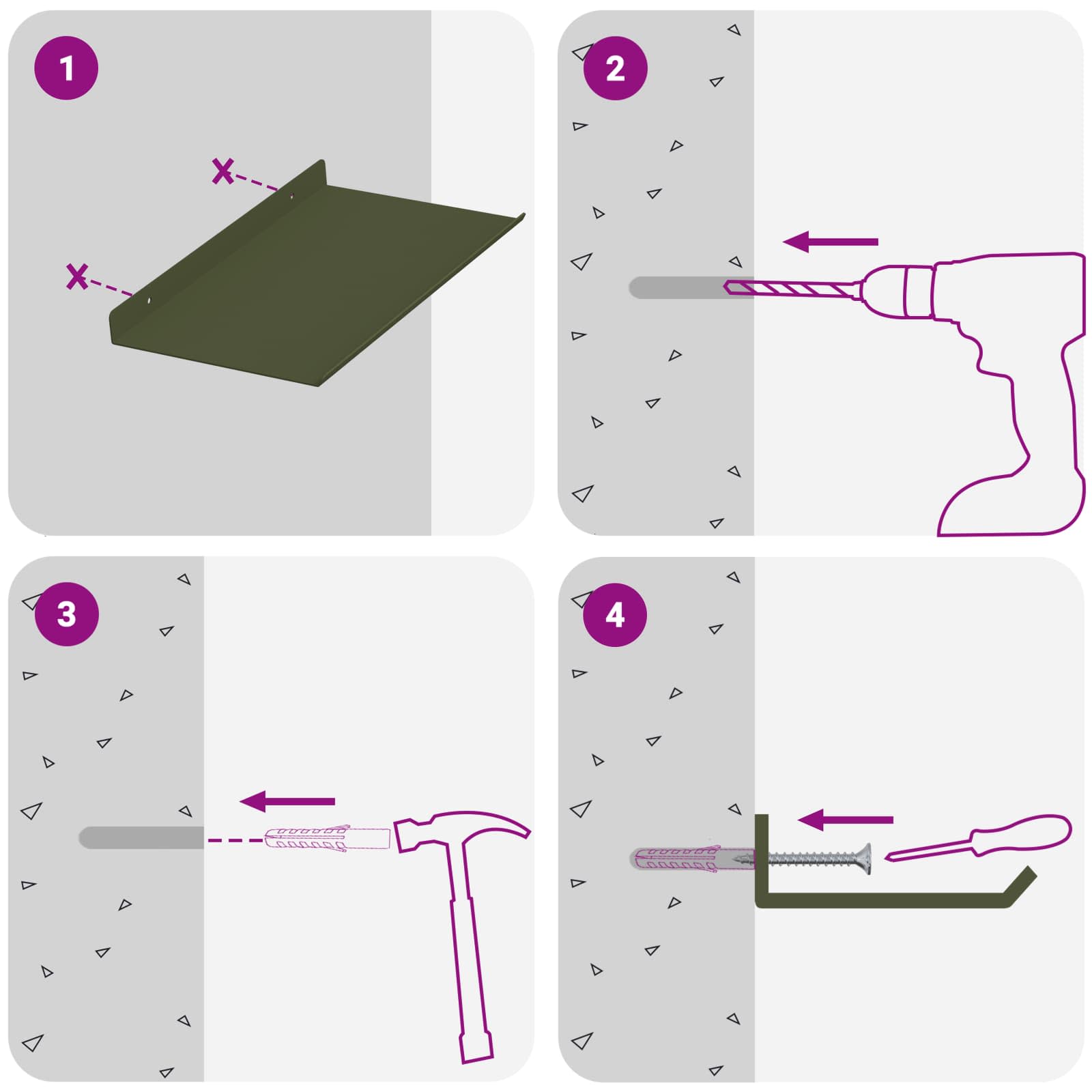 Πλωτό ράφι Επιτοίχιο 2 pcs Ελιά Πράσινη 30 x 18 x 2,5 εκ Ατσάλι