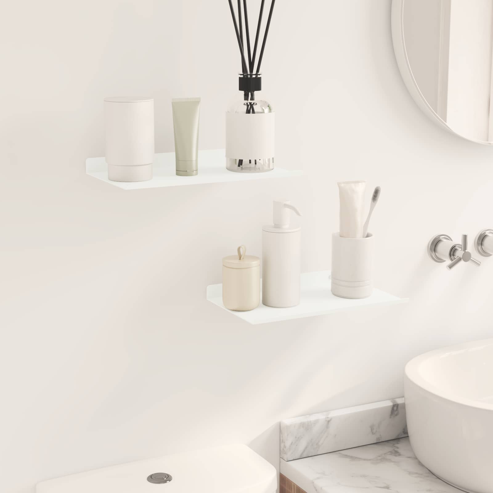 Πλωτό ράφι Επιτοίχιο 2 pcs Λευκός 30 x 18 x 2,5 εκ Ατσάλι