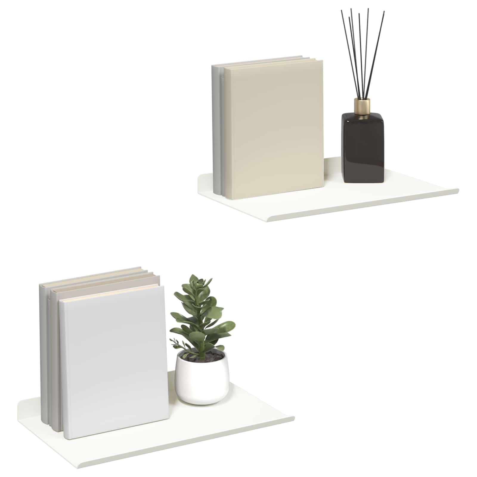 Πλωτό ράφι Επιτοίχιο 2 pcs Λευκός 30 x 18 x 2,5 εκ Ατσάλι