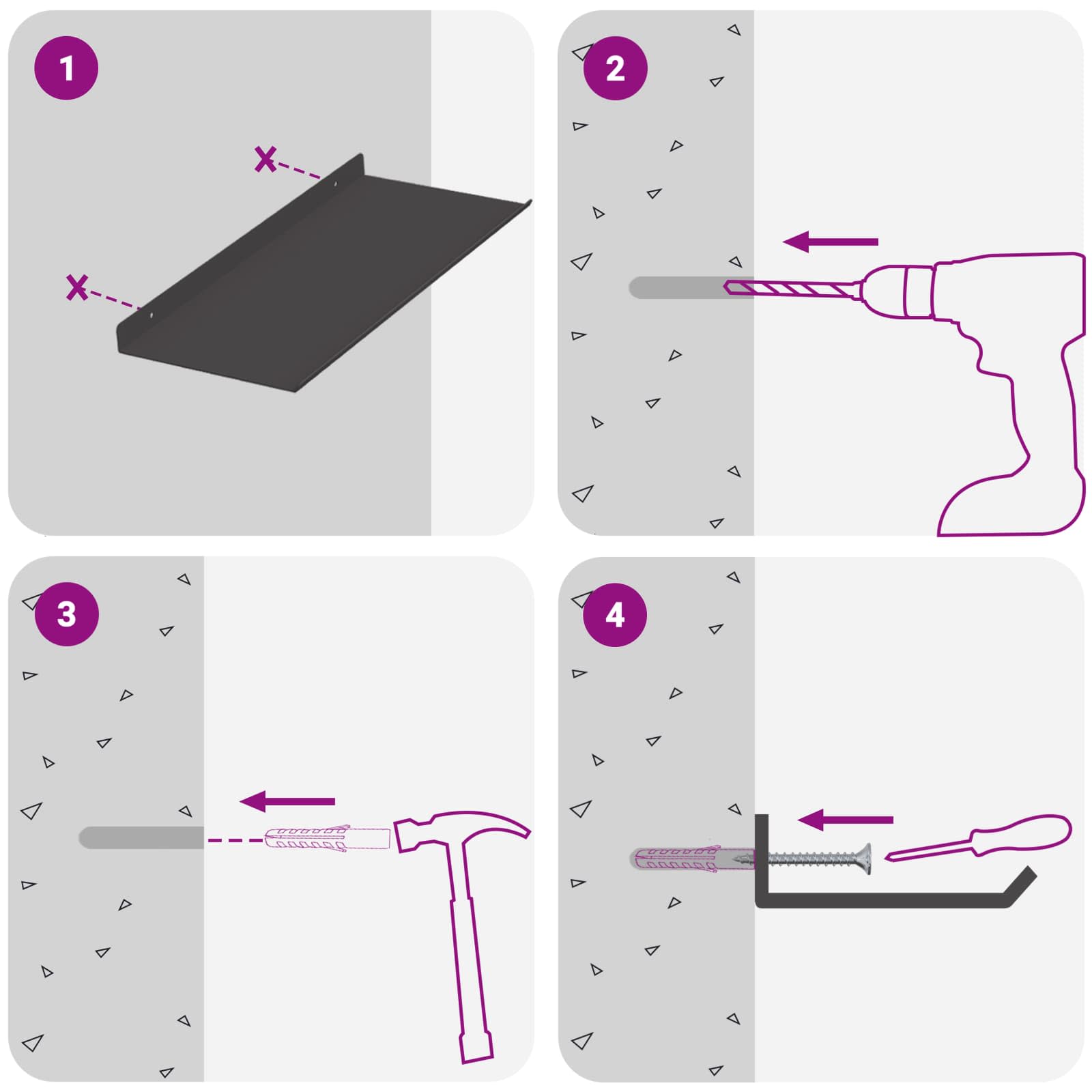 Ράφι Τοίχου με ράφι Επιτοίχιο 2 pcs Μαύρο 40 x 17,5 x 2,5 εκ - Pakobazaar
