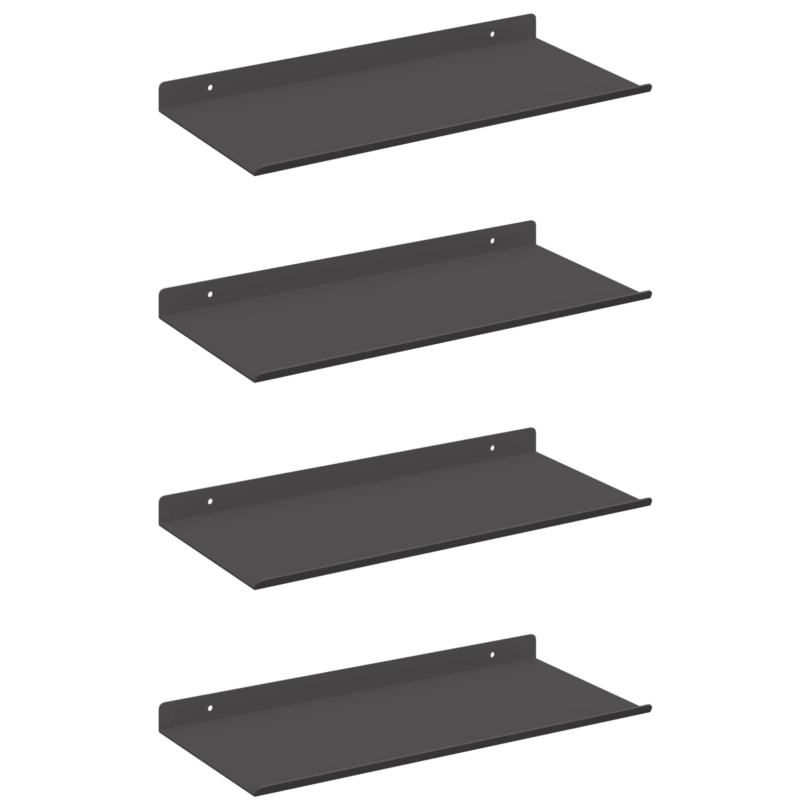 Πλωτό ράφι Επιτοίχιο 4 pcs Μαύρο 40 x 18 x 2,5 εκ. Ατσάλι