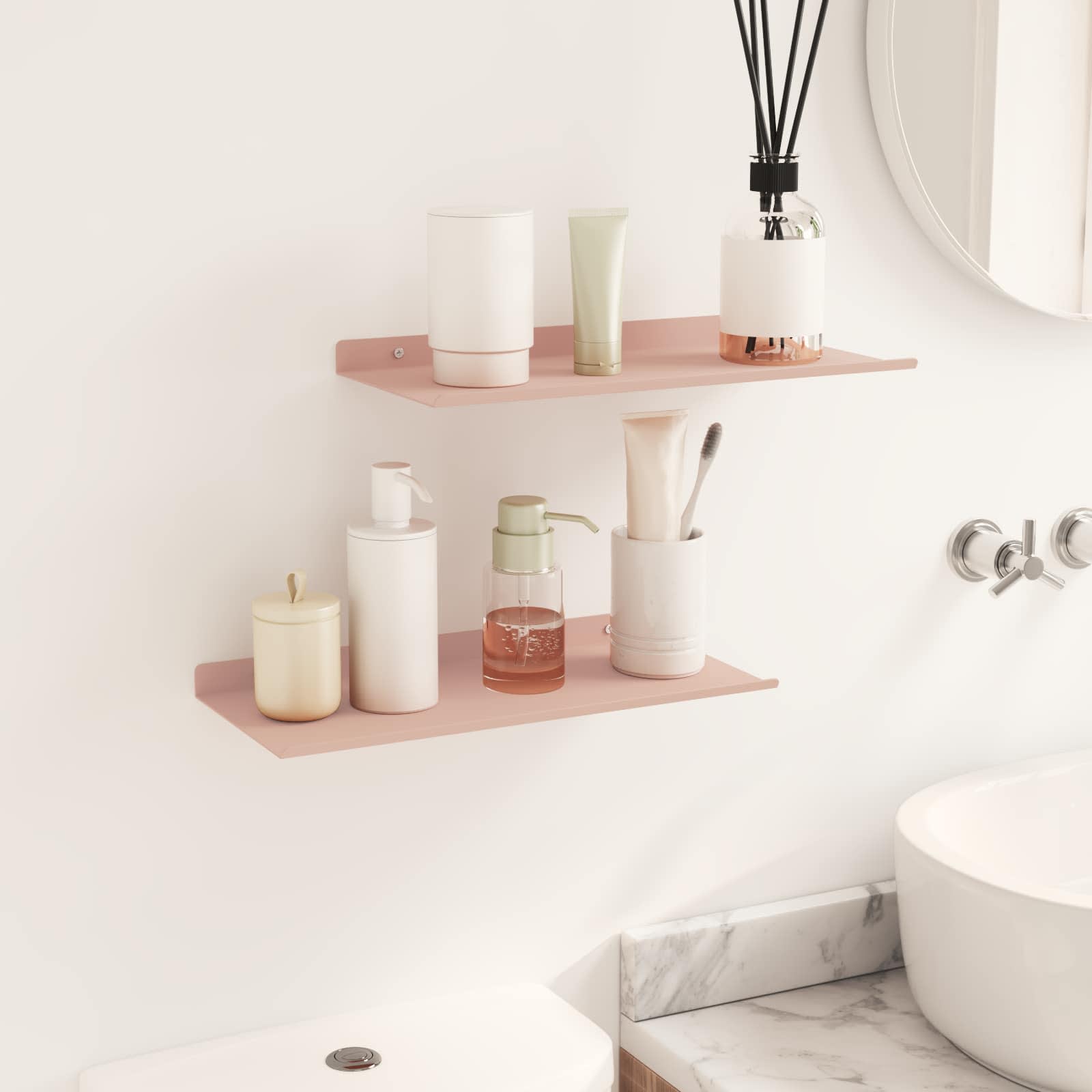 Πλωτό ράφι Επιτοίχιο 2 pcs Ροζ 40 x 18 x 2,5 εκ. Ατσάλι