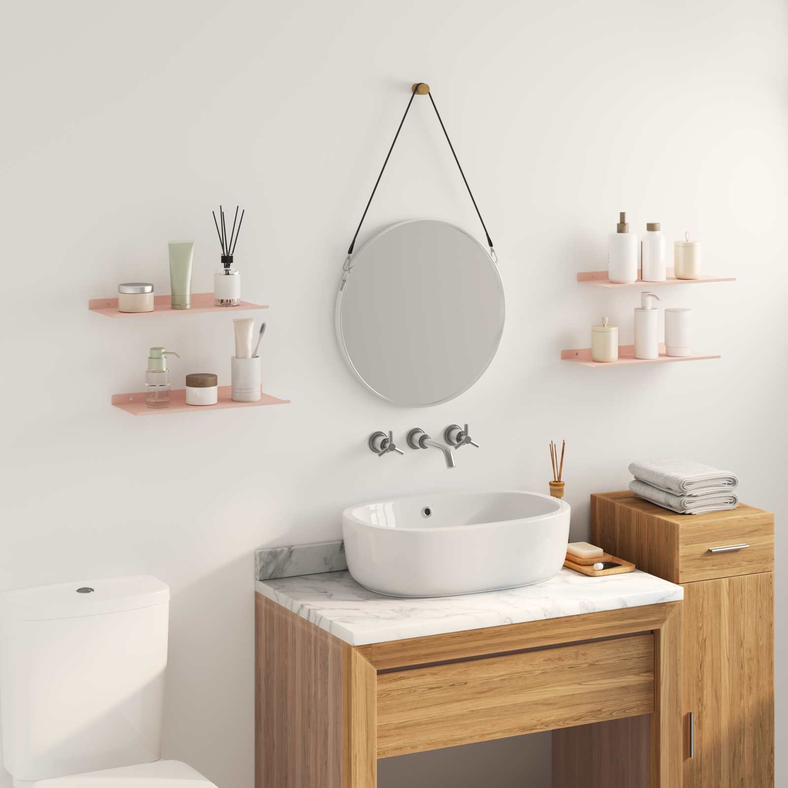 Πλωτό ράφι Επιτοίχιο 4 pcs Ροζ 40 x 18 x 2,5 εκ. Ατσάλι