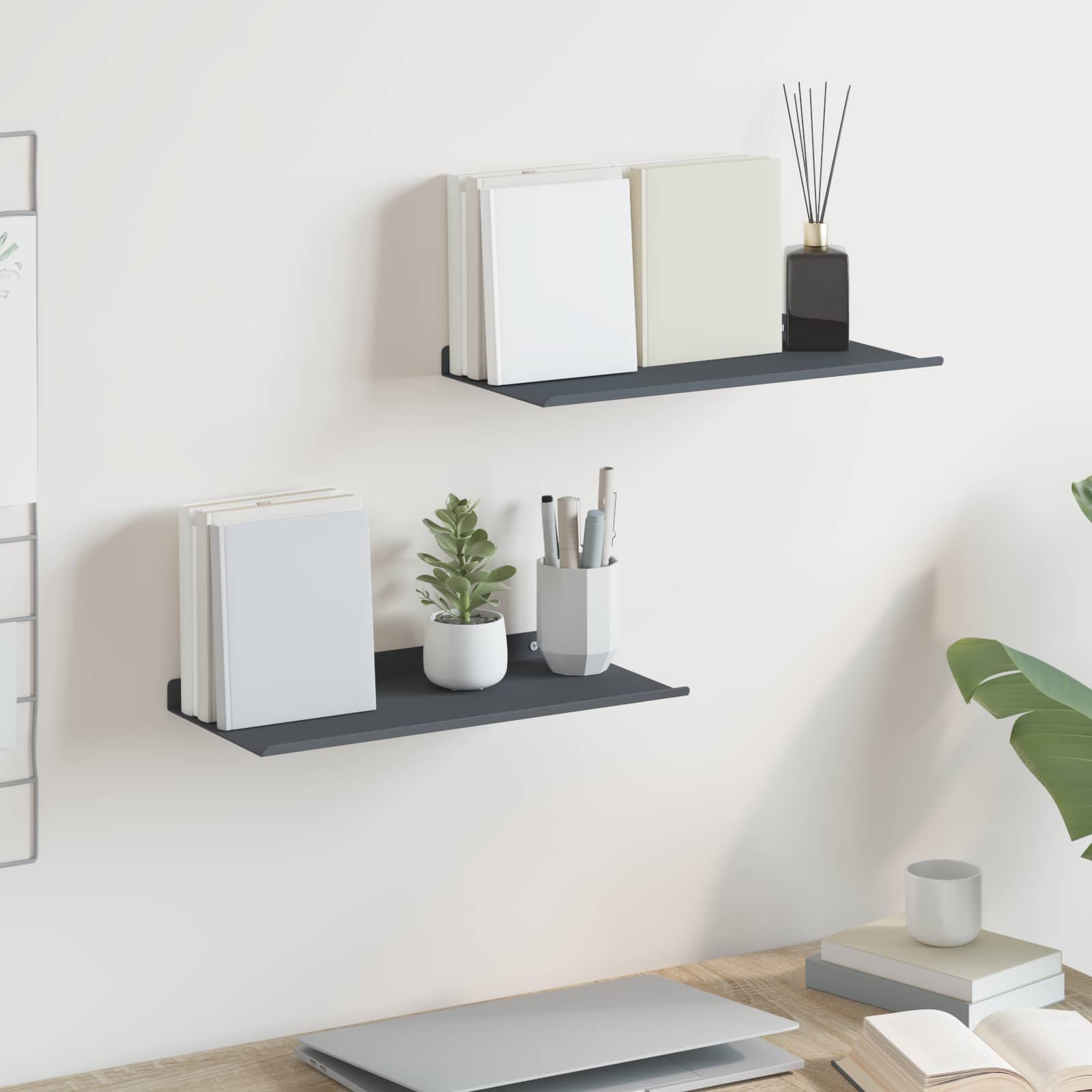 Πλωτό ράφι Επιτοίχιο 2 pcs Ανθρακί 40 x 18 x 2,5 εκ. Ατσάλι