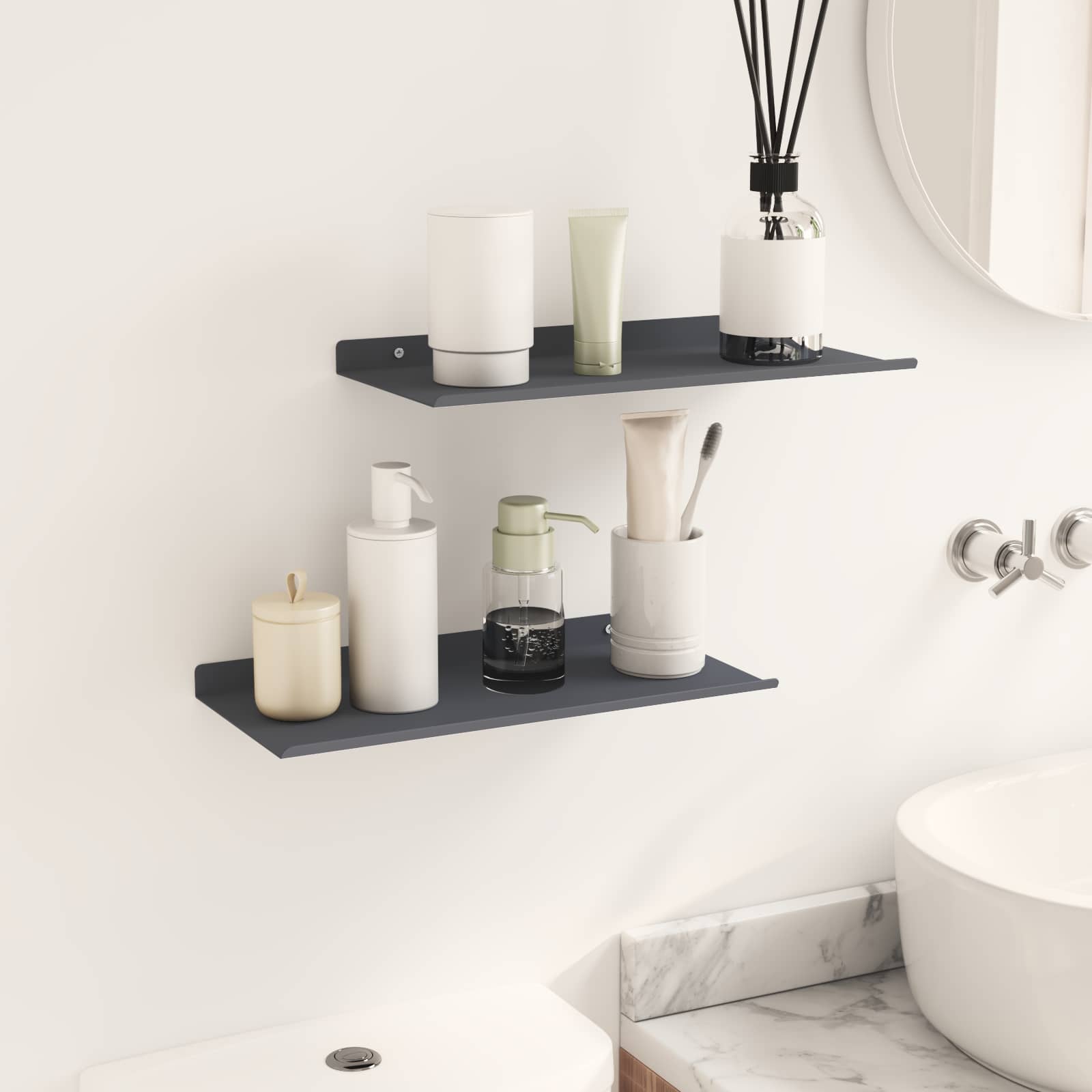 Πλωτό ράφι Επιτοίχιο 2 pcs Ανθρακί 40 x 18 x 2,5 εκ. Ατσάλι