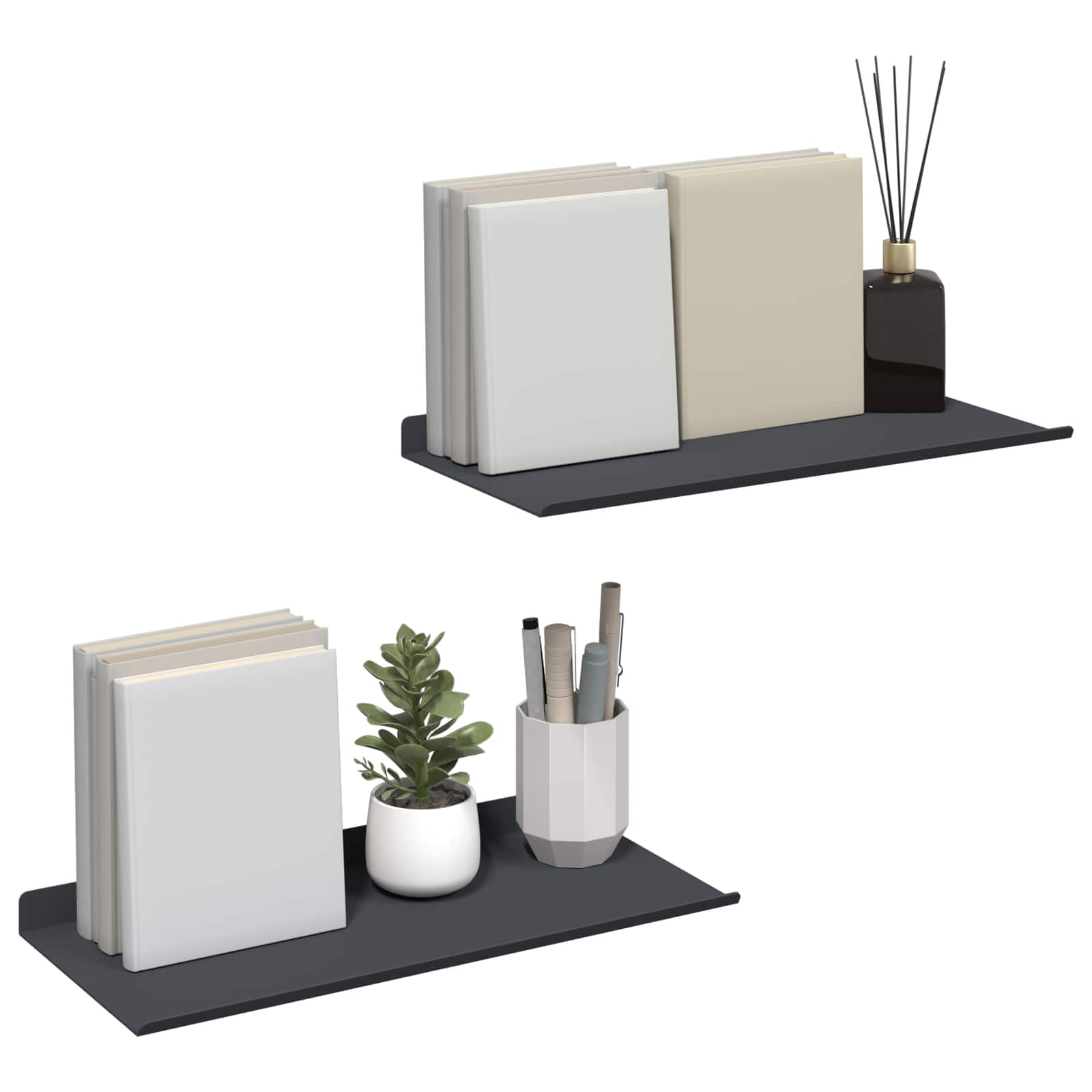 Πλωτό ράφι Επιτοίχιο 2 pcs Ανθρακί 40 x 18 x 2,5 εκ. Ατσάλι