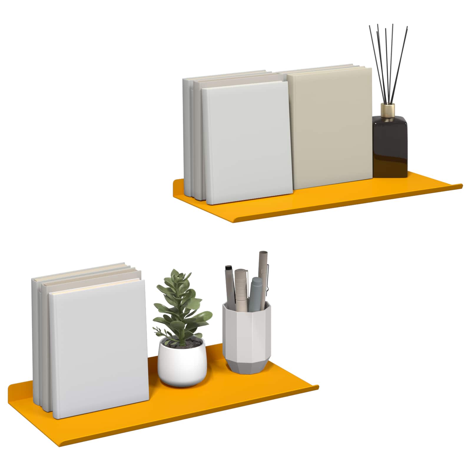 Πλωτό ράφι 2 pcs Χαμομηλί κίτρινο 40 x 18 x 2,5 εκ. Ατσάλι
