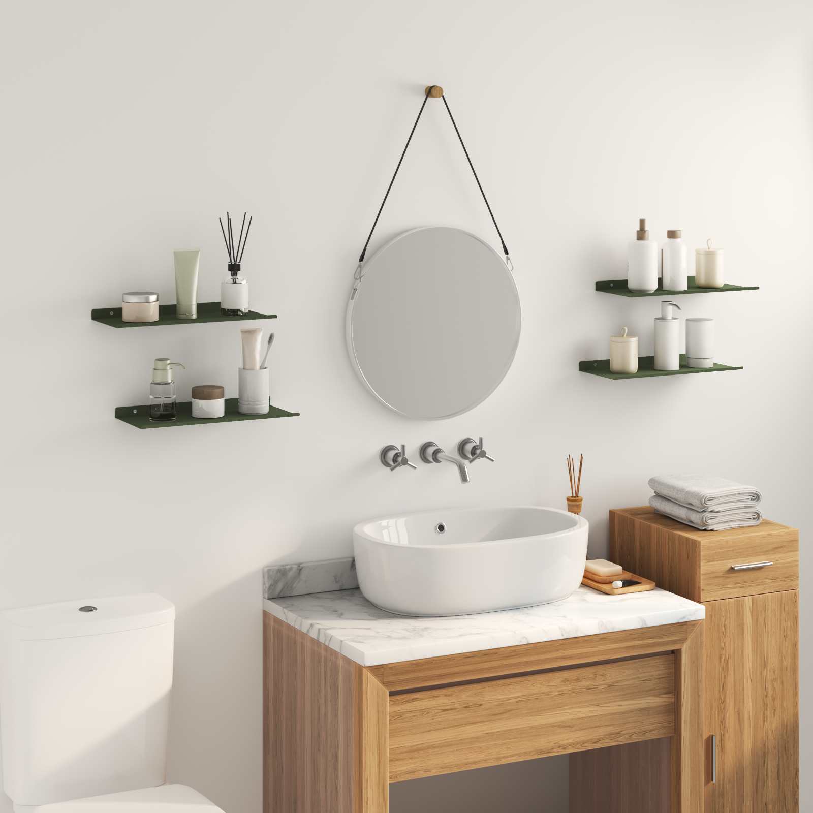 Πλωτό ράφι 4 pcs Ελιά Πράσινη 40 x 18 x 2,5 εκ. Ατσάλι