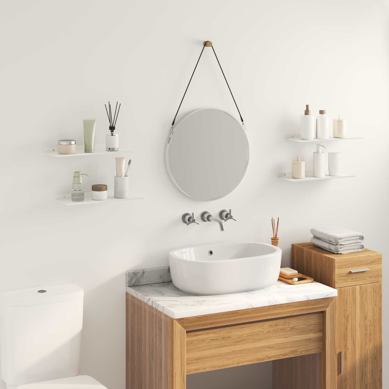 Ράφι Τοίχου με ράφι Επιτοίχιο 4 pcs Λευκό 40 x 18 x 2,5 εκ. - Pakobazaar