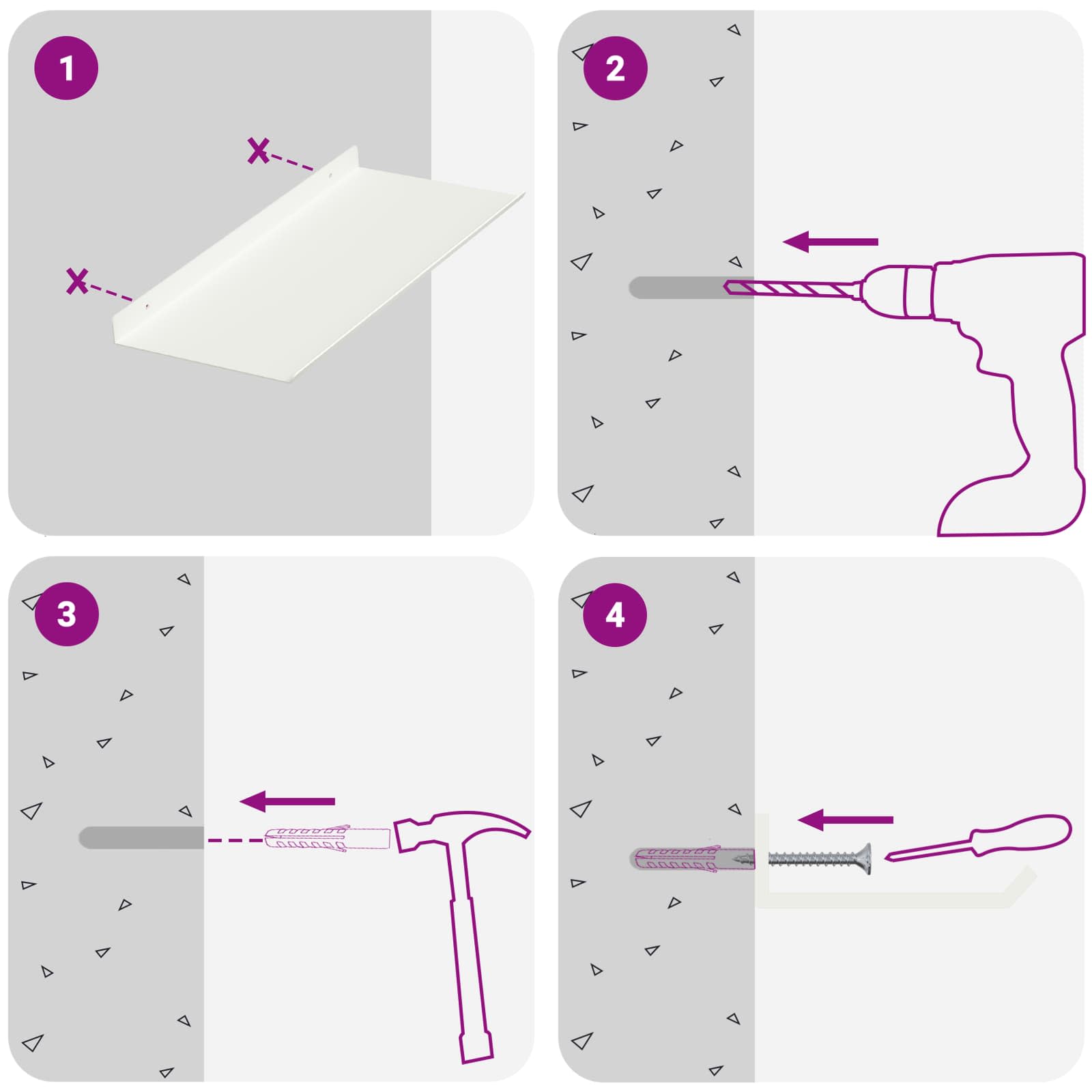 Ράφι Τοίχου με ράφι Επιτοίχιο 4 pcs Λευκό 40 x 18 x 2,5 εκ. - Pakobazaar