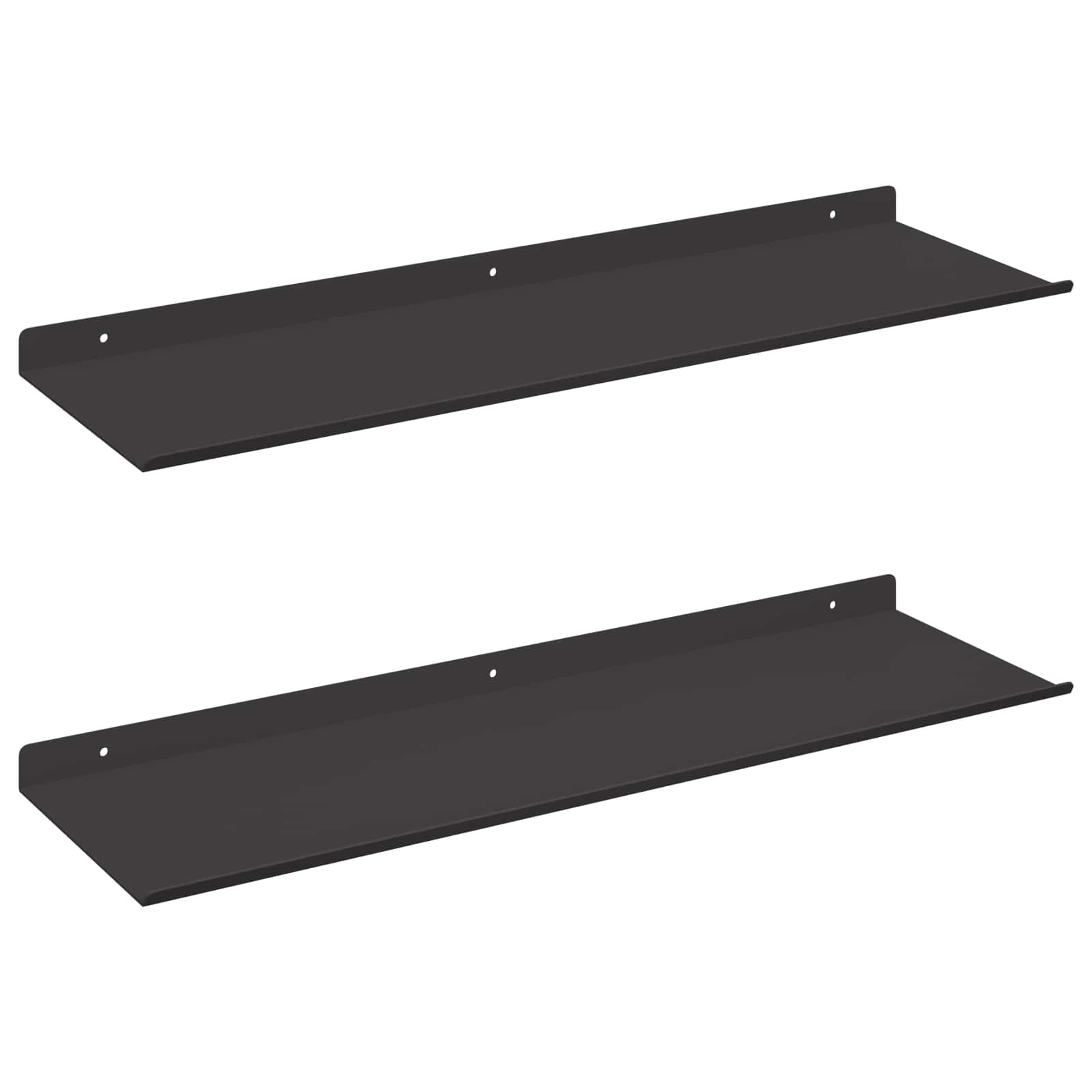 Πλωτό ράφι Επιτοίχιο 2 pcs Μαύρο 60 x 18 x 2,5 εκ. Ατσάλι