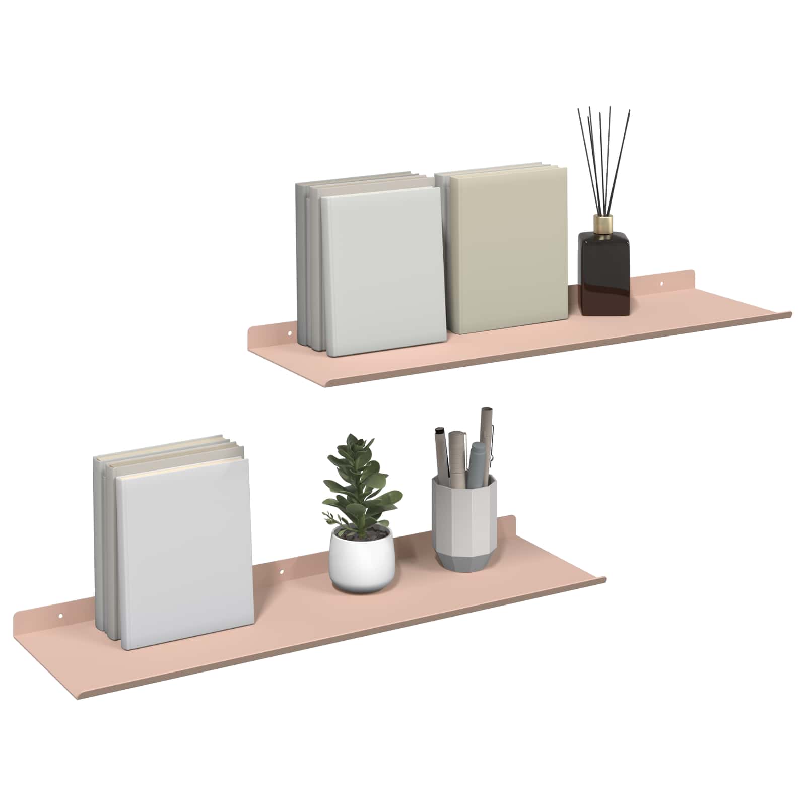 Πλωτό ράφι Επιτοίχιο 2 pcs Ροζ 60 x 18 x 2,5 εκ. Ατσάλι