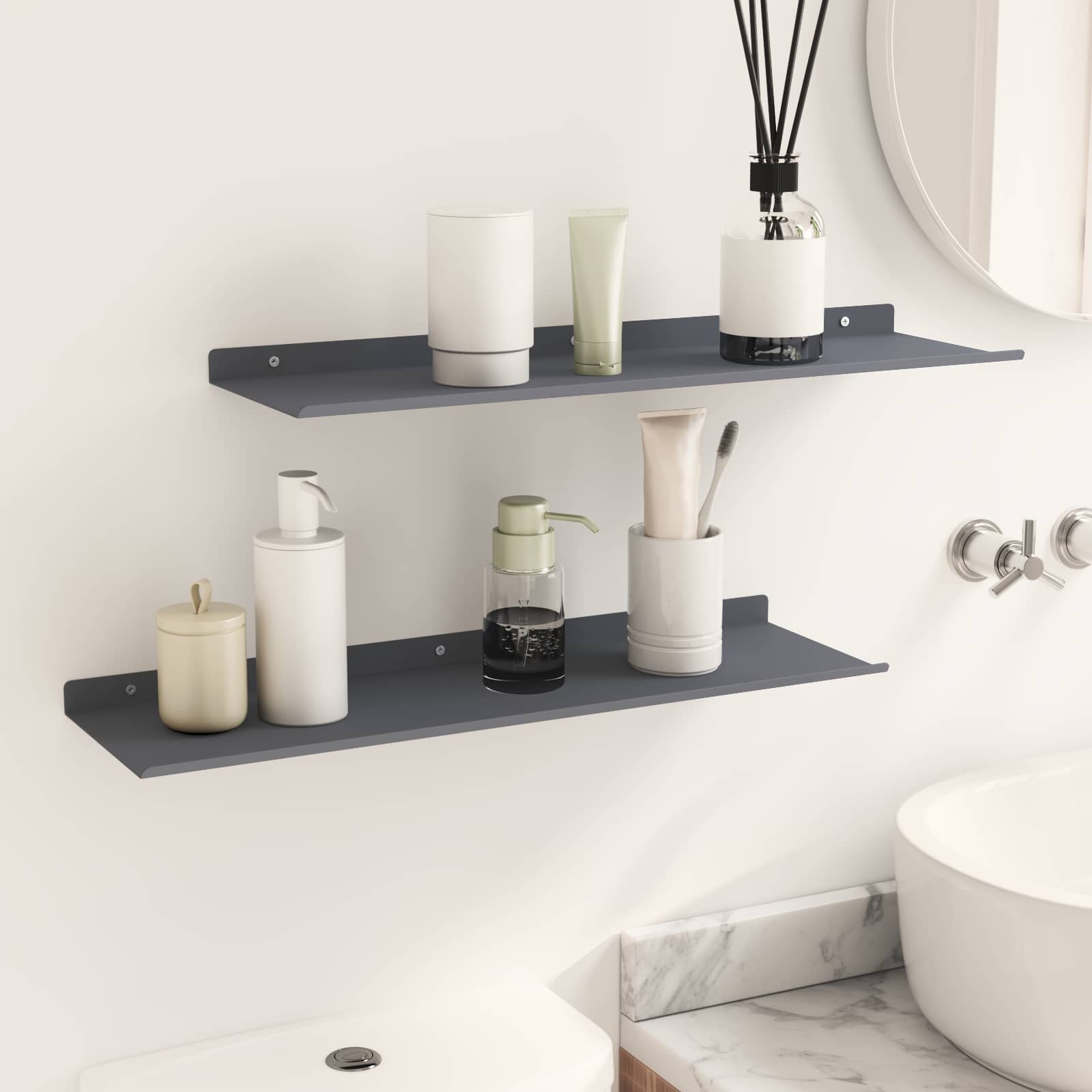 Πλωτό ράφι Επιτοίχιο 2 pcs Ανθρακί 60 x 18 x 2,5 εκ. Ατσάλι