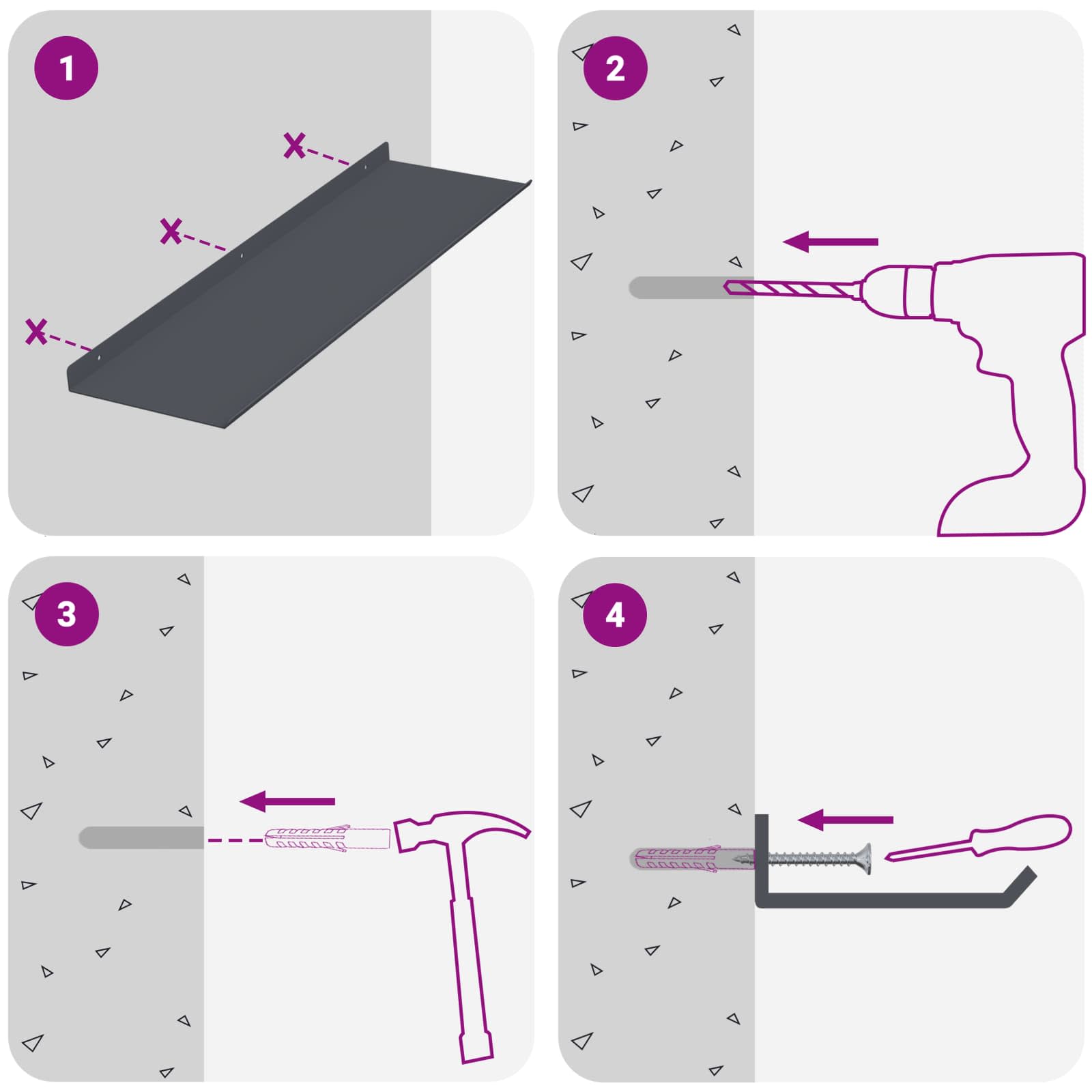 Πλωτό ράφι Επιτοίχιο 2 pcs Ανθρακί 60 x 18 x 2,5 εκ. Ατσάλι