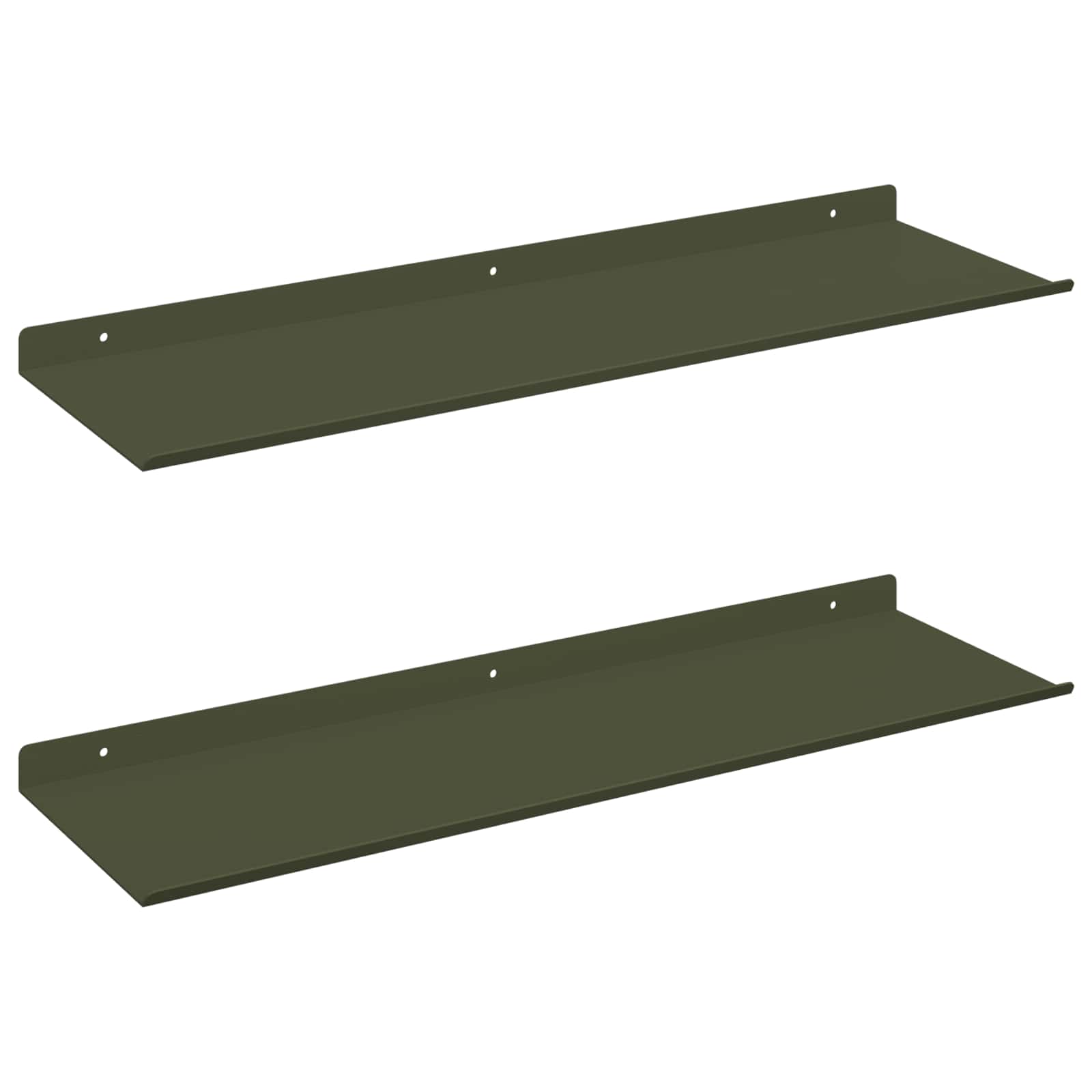 Πλωτό ράφι Επιτοίχιο 2 pcs Ελιά Πράσινη 60 x 18 x 2,5 εκ. - Pakobazaar