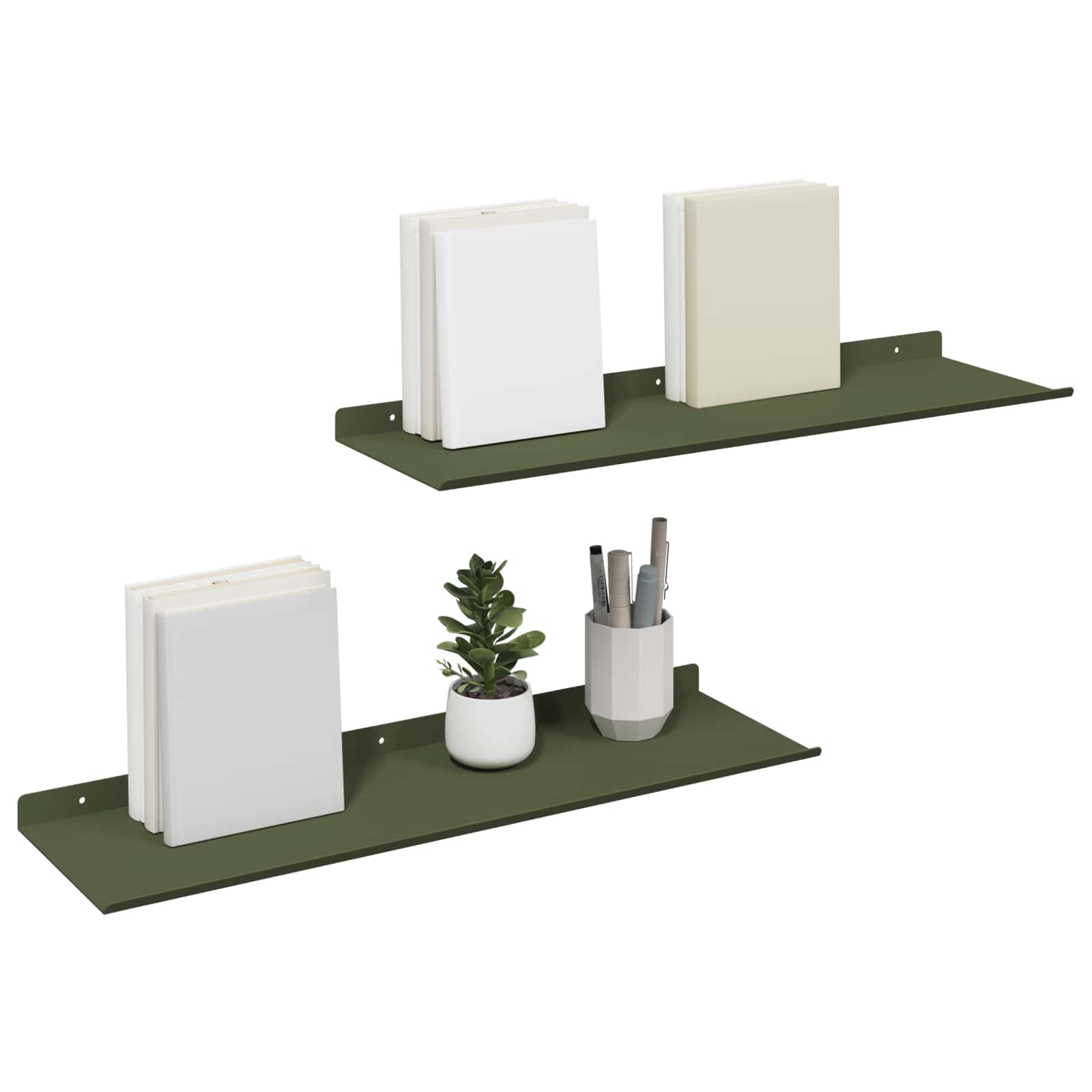 Πλωτό ράφι Επιτοίχιο 2 pcs Ελιά Πράσινη 60 x 18 x 2,5 εκ. - Pakobazaar