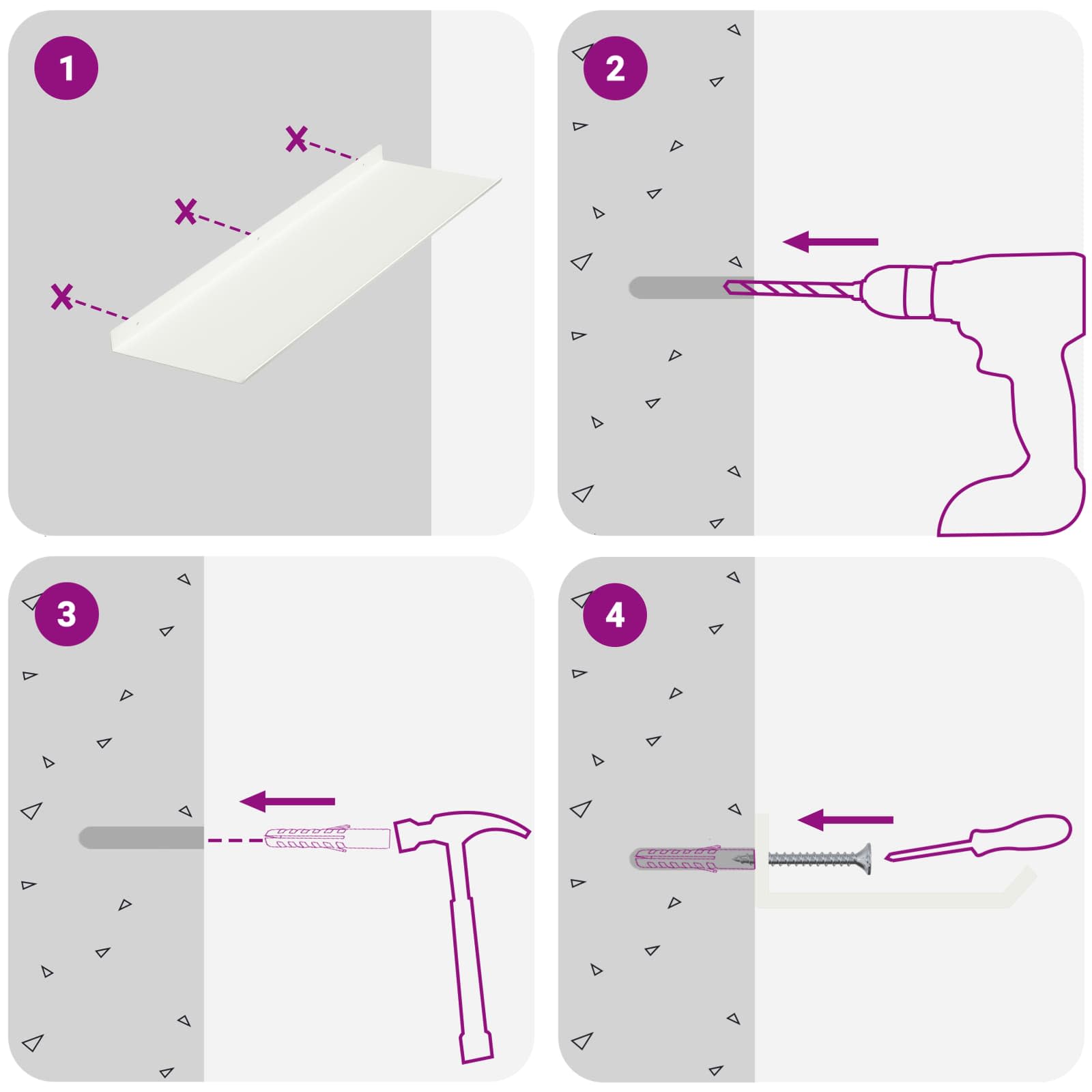 Ράφι Τοίχου με ράφι Επιτοίχιο 2 pcs Λευκό 60 x 18 x 2,5 εκ. - Pakobazaar