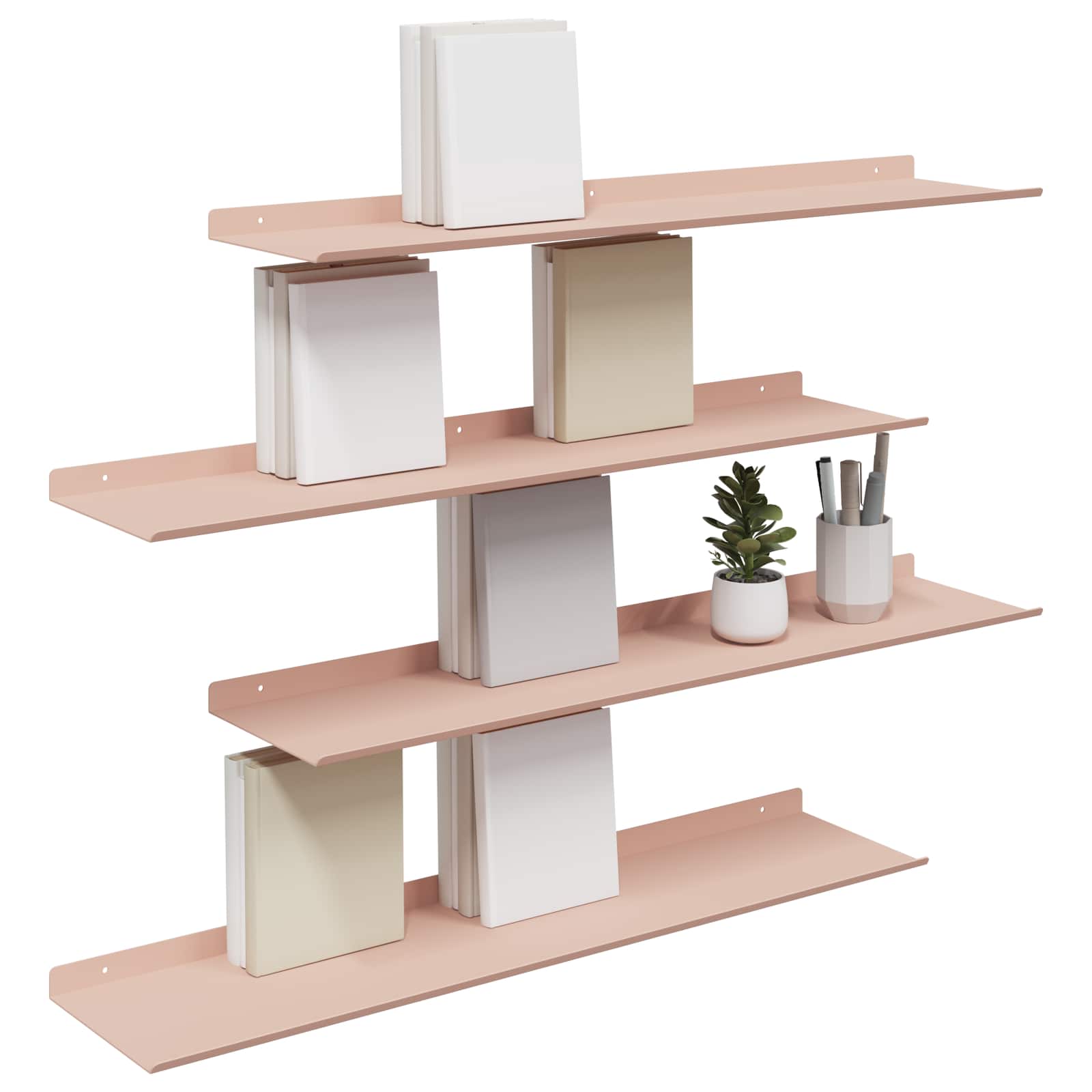 Πλωτό ράφι Επιτοίχιο 4 pcs Ροζ 80 x 18 x 2,5 εκ Ατσάλι