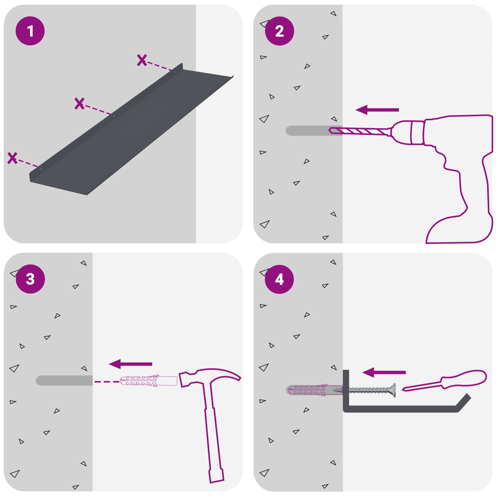 Πλωτό ράφι Επιτοίχιο 2 pcs Ανθρακί 80 x 18 x 2,5 εκ Ατσάλι