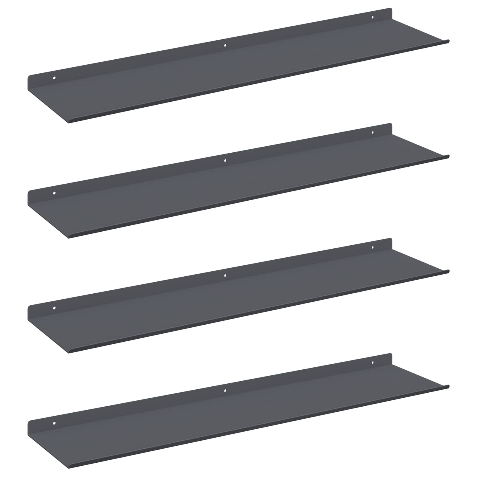 Πλωτό ράφι Επιτοίχιο 4 pcs Ανθρακί 80 x 18 x 2,5 εκ Ατσάλι