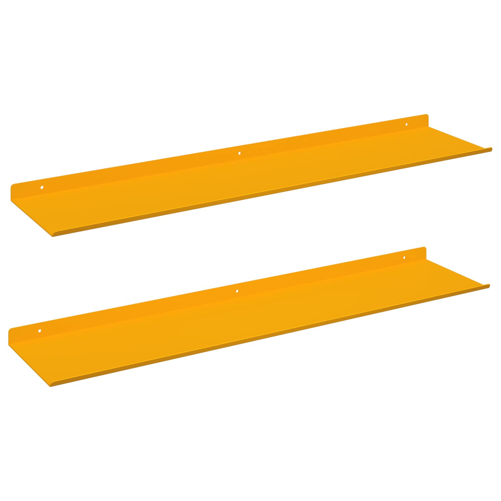 Πλωτό ράφι 2 pcs Χαμομηλί κίτρινο 80 x 18 x 2,5 εκ Ατσάλι
