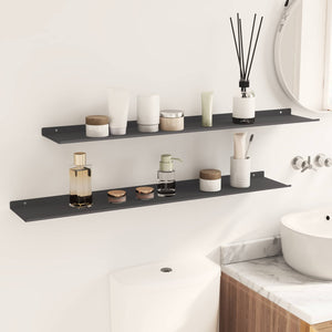 Πλωτό ράφι Επιτοίχιο 2 pcs Μαύρο 100 x 18 x 2,5 εκ Ατσάλι - Pakobazaar