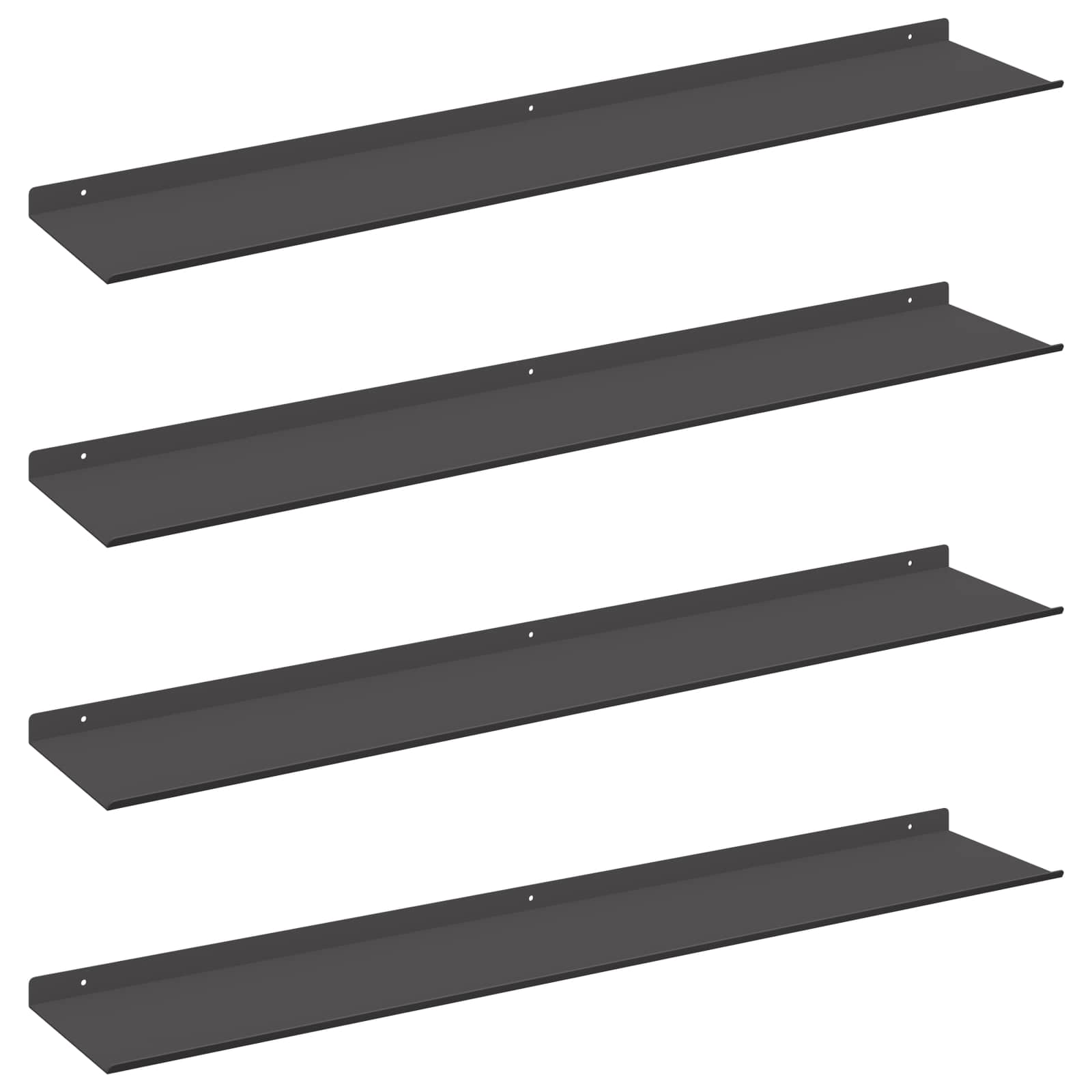 Πλωτό ράφι Επιτοίχιο 4 pcs Μαύρο 100 x 18 x 2,5 εκ Ατσάλι