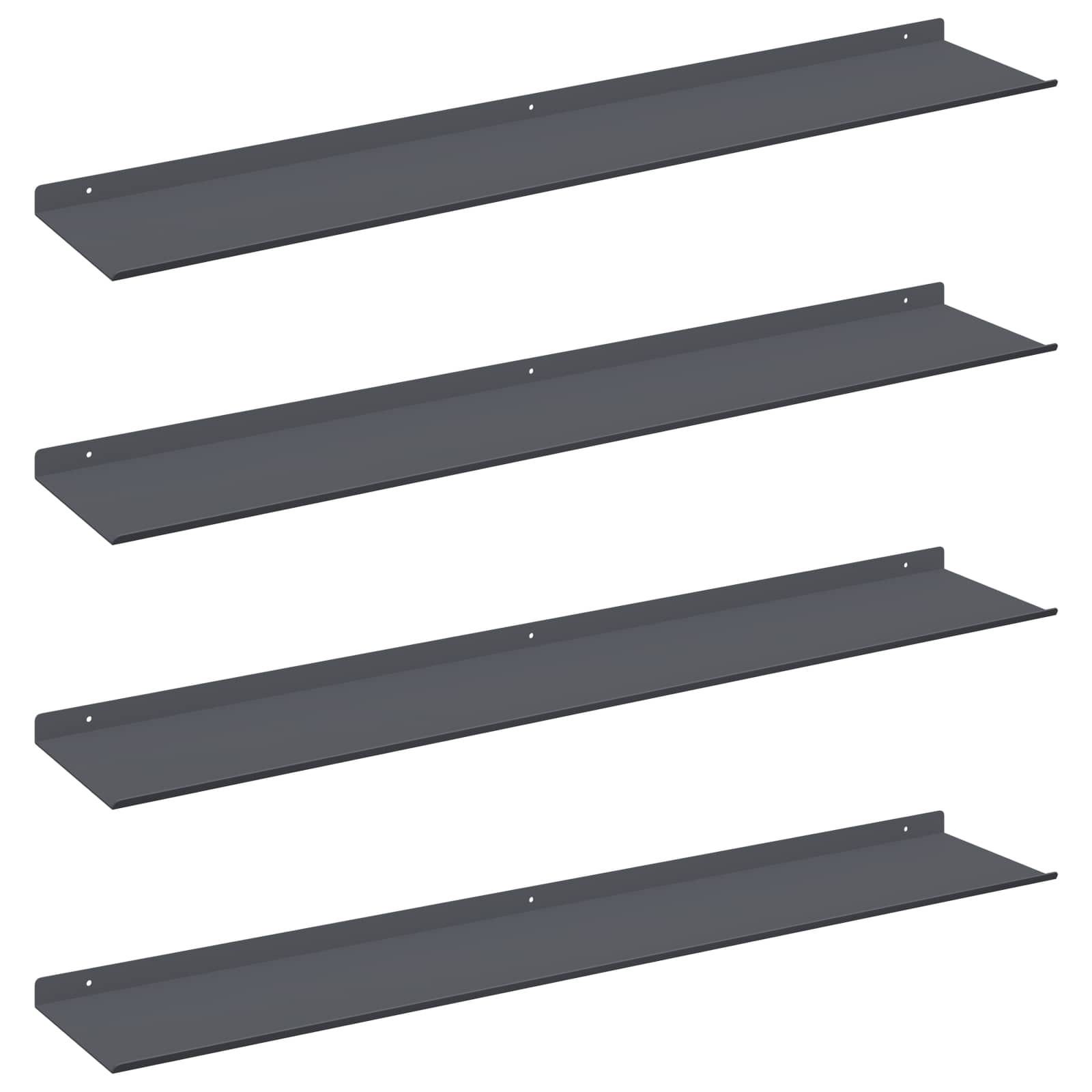 Πλωτό ράφι Επιτοίχιο 4 pcs Ανθρακί 100 x 18 x 2,5 εκ Ατσάλι